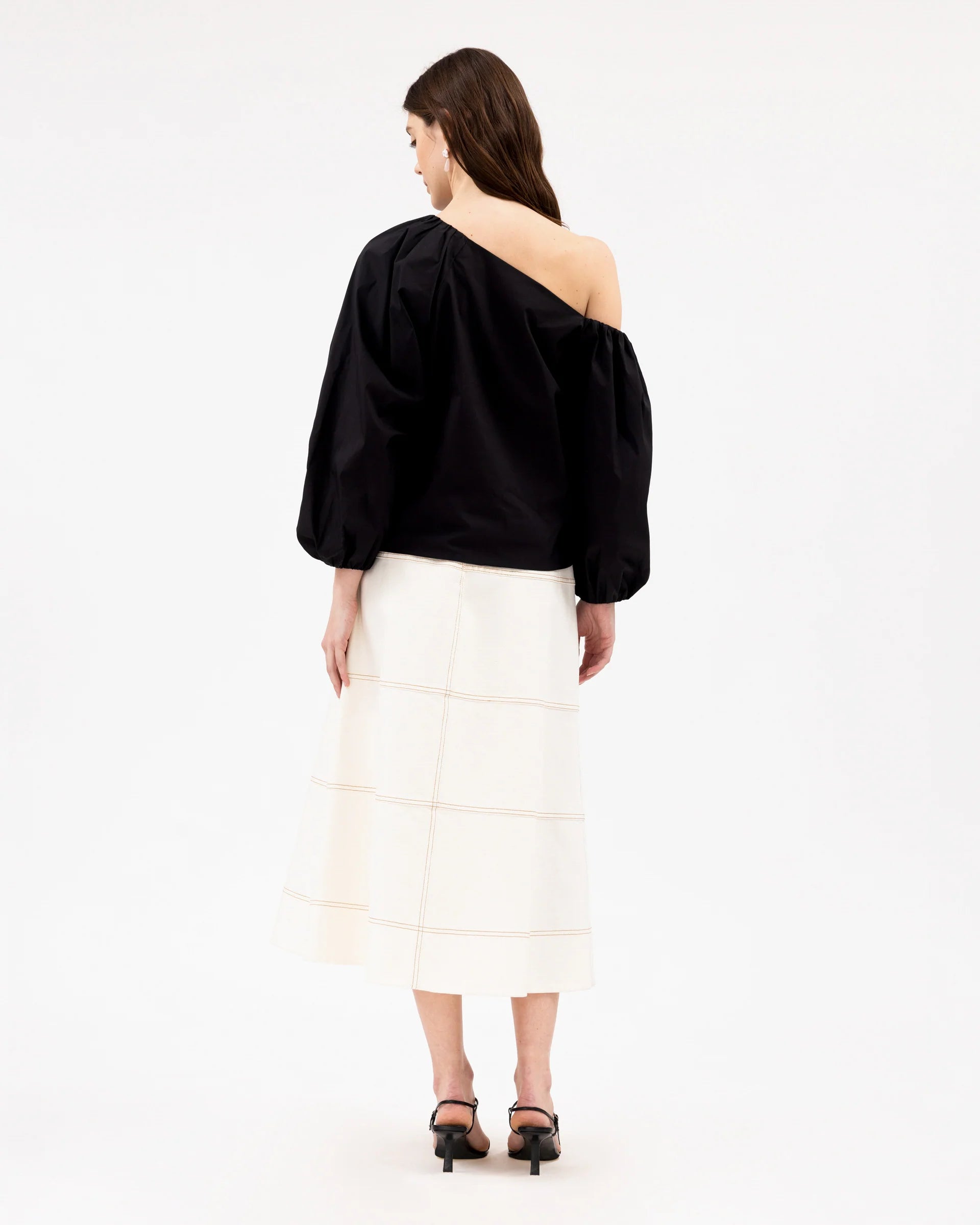 TANYA TAYLOR HUDSON DENIM SKIRT