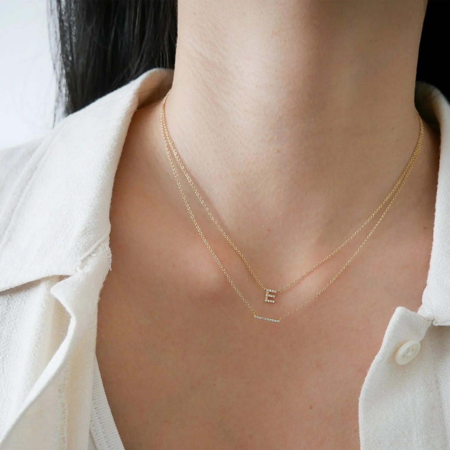 DIAMOND MINI BAR NECKLACE EF-13062M