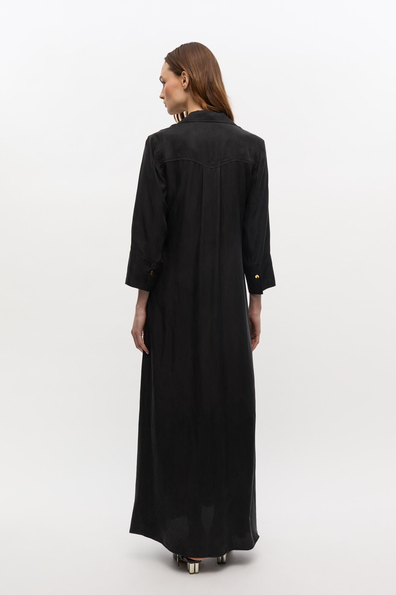 GANNI Black Fluid Cupro Maxi Dress
