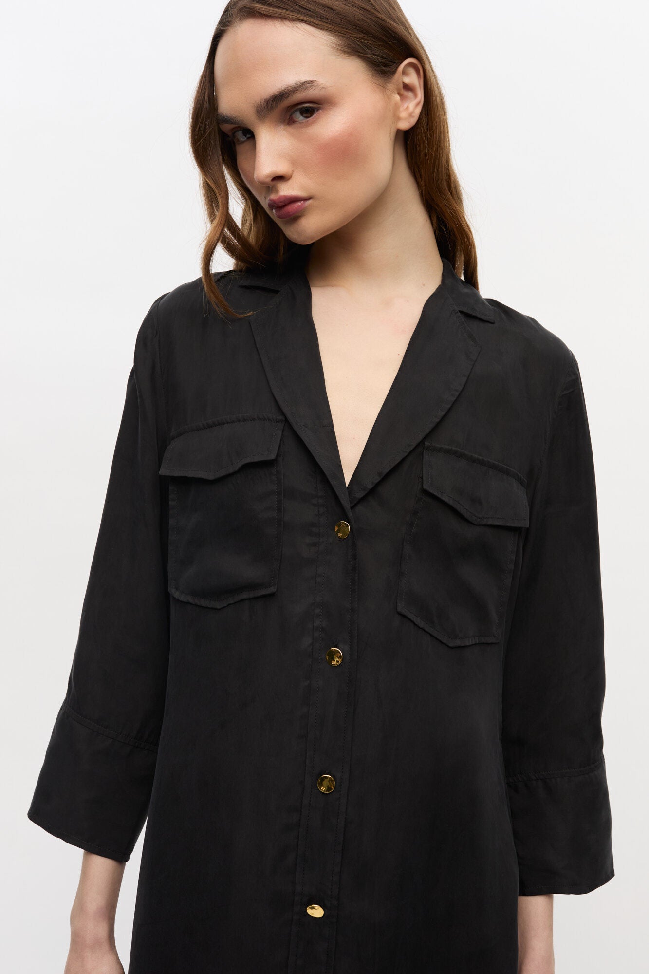GANNI Black Fluid Cupro Maxi Dress