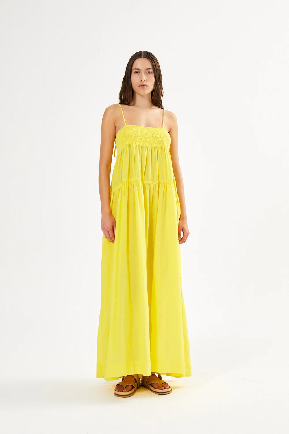 RABENS SALONER DODO SMOCK TIER DRESS SUNSHINE YELLOW