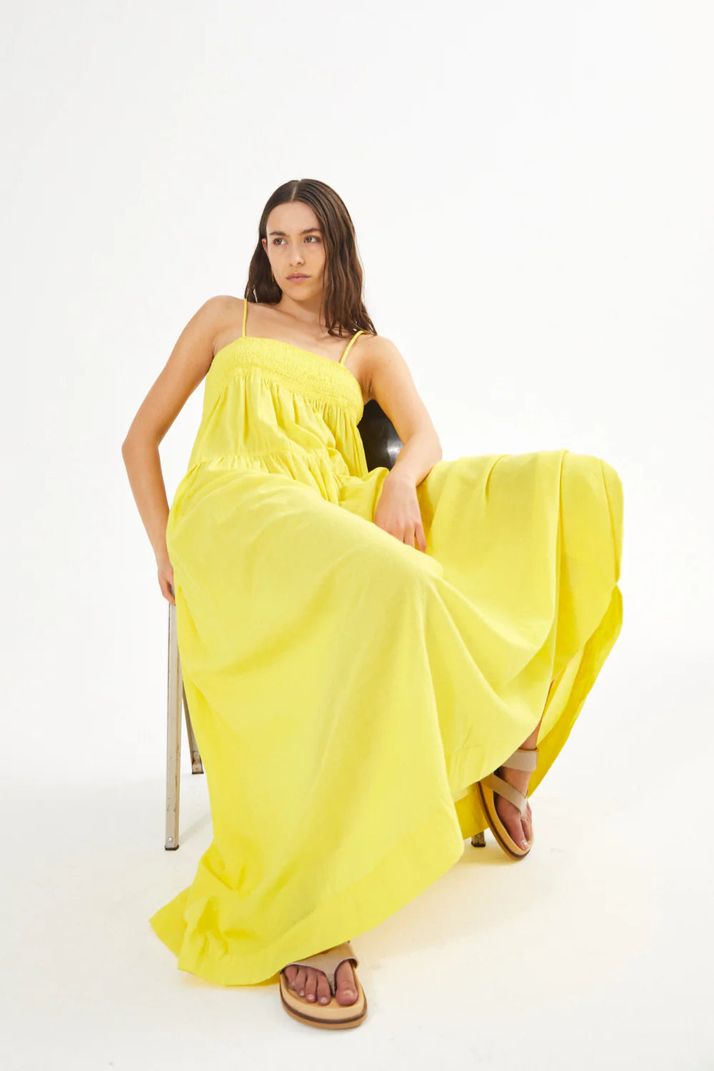 RABENS SALONER DODO SMOCK TIER DRESS SUNSHINE YELLOW