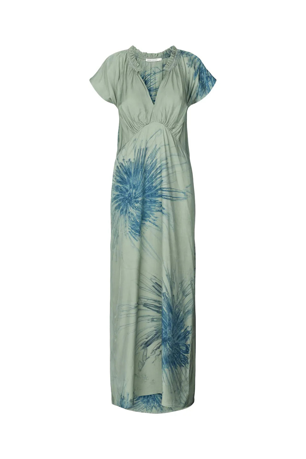 RABENS SALONER ROSIE CARTWHEEL FRILL NECK DRESS OCEAN COMBO