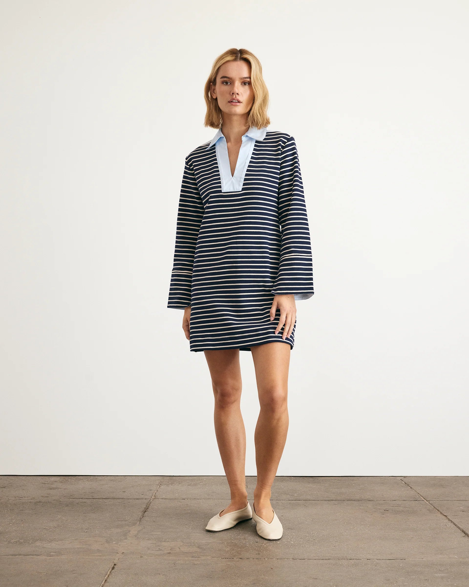tanya taylor dress TANYA TAYLOR WHITNEY DRESS MARITIME STRIPE / XXS