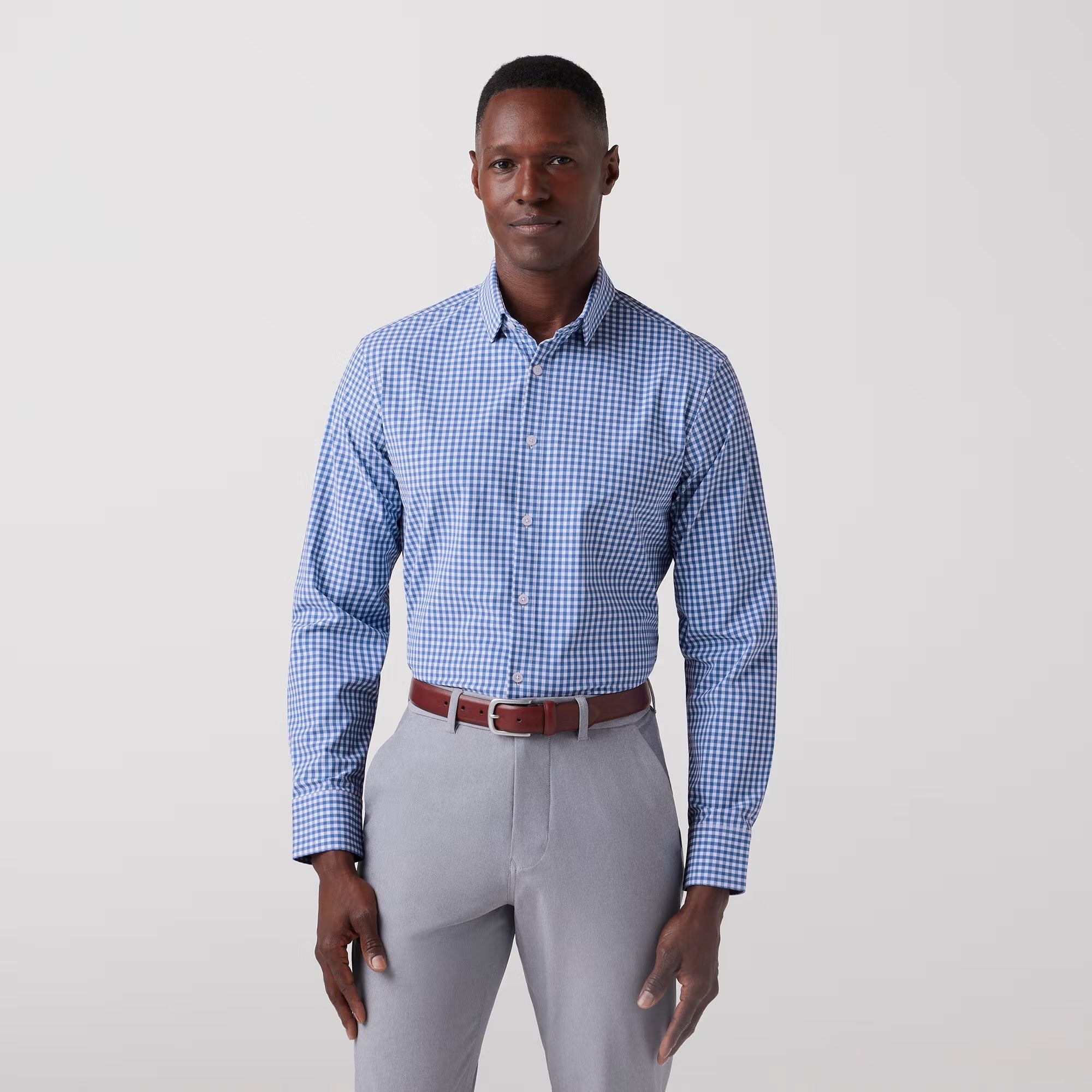 MIZEN + MAIN LEEWARD DRESS SHIRT - Denim Blue Alamo Gingham