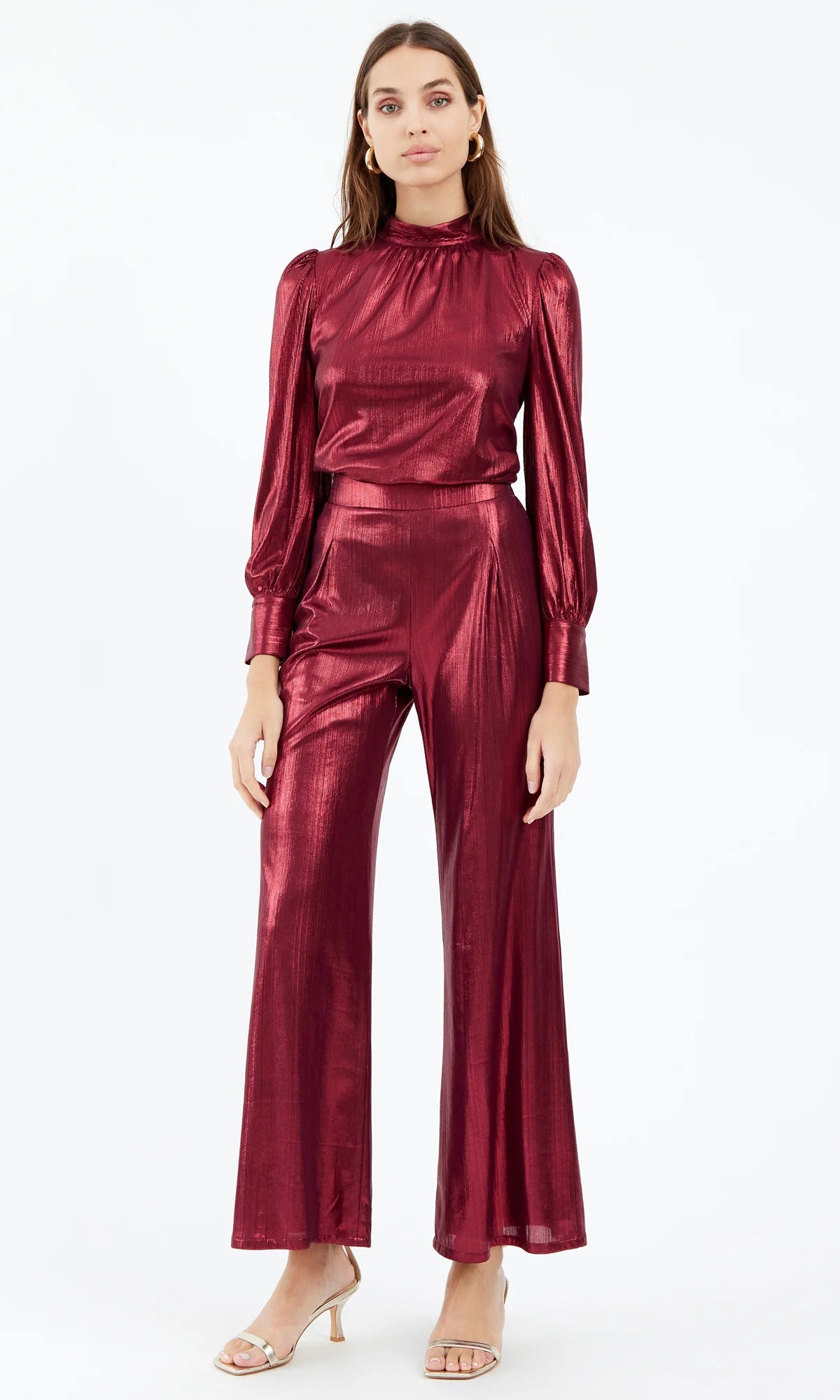 RORY METALLIC WIDE LEG - MERLOT