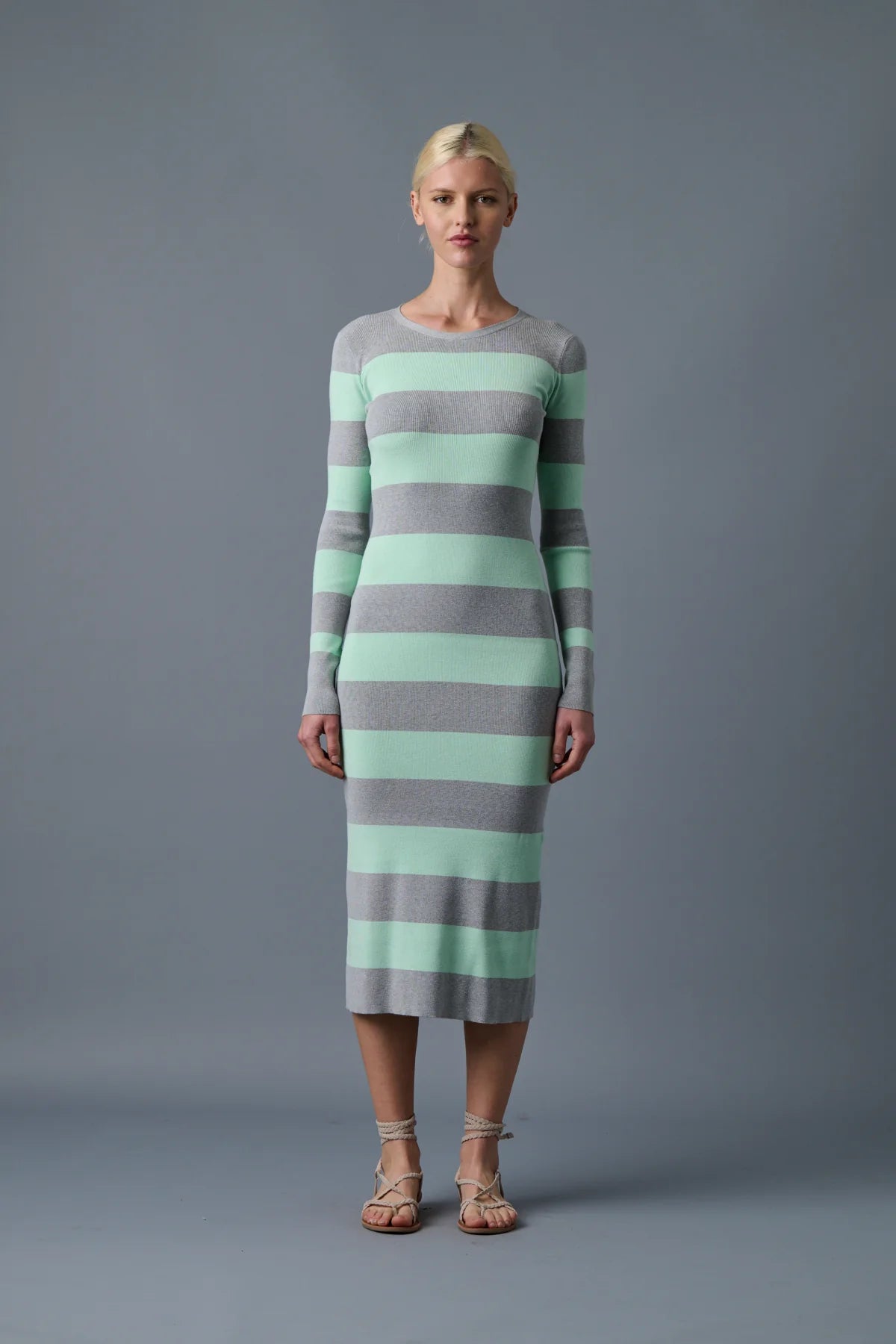 KATE KNIT DRESS - MNT/GRY