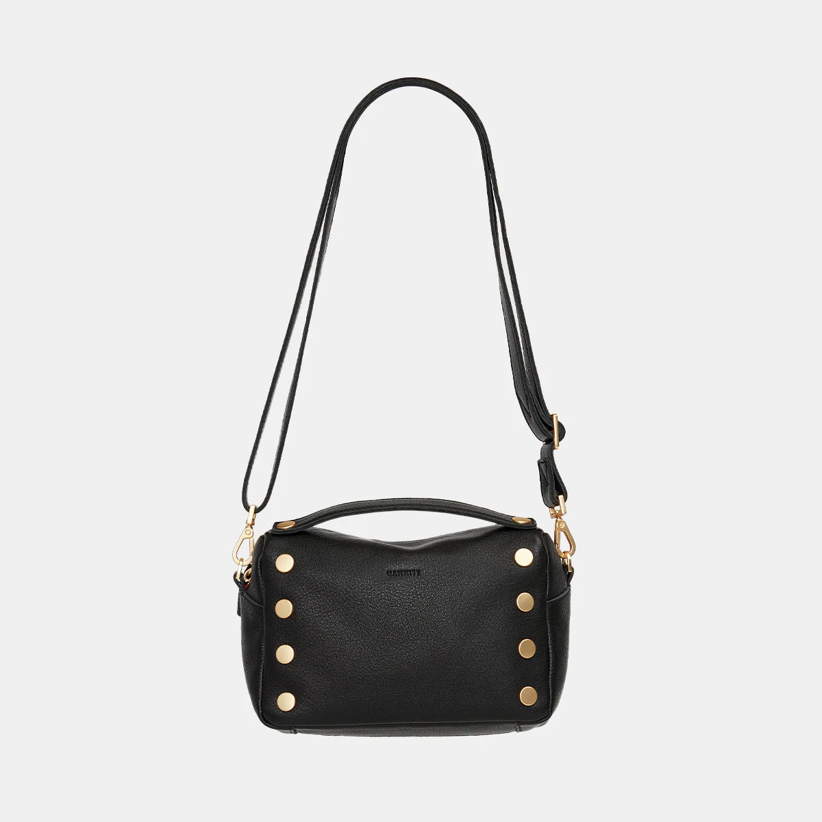 EVAN CROSSBODY SML - BLACK-BRUSHED GOLD-RED ZIP