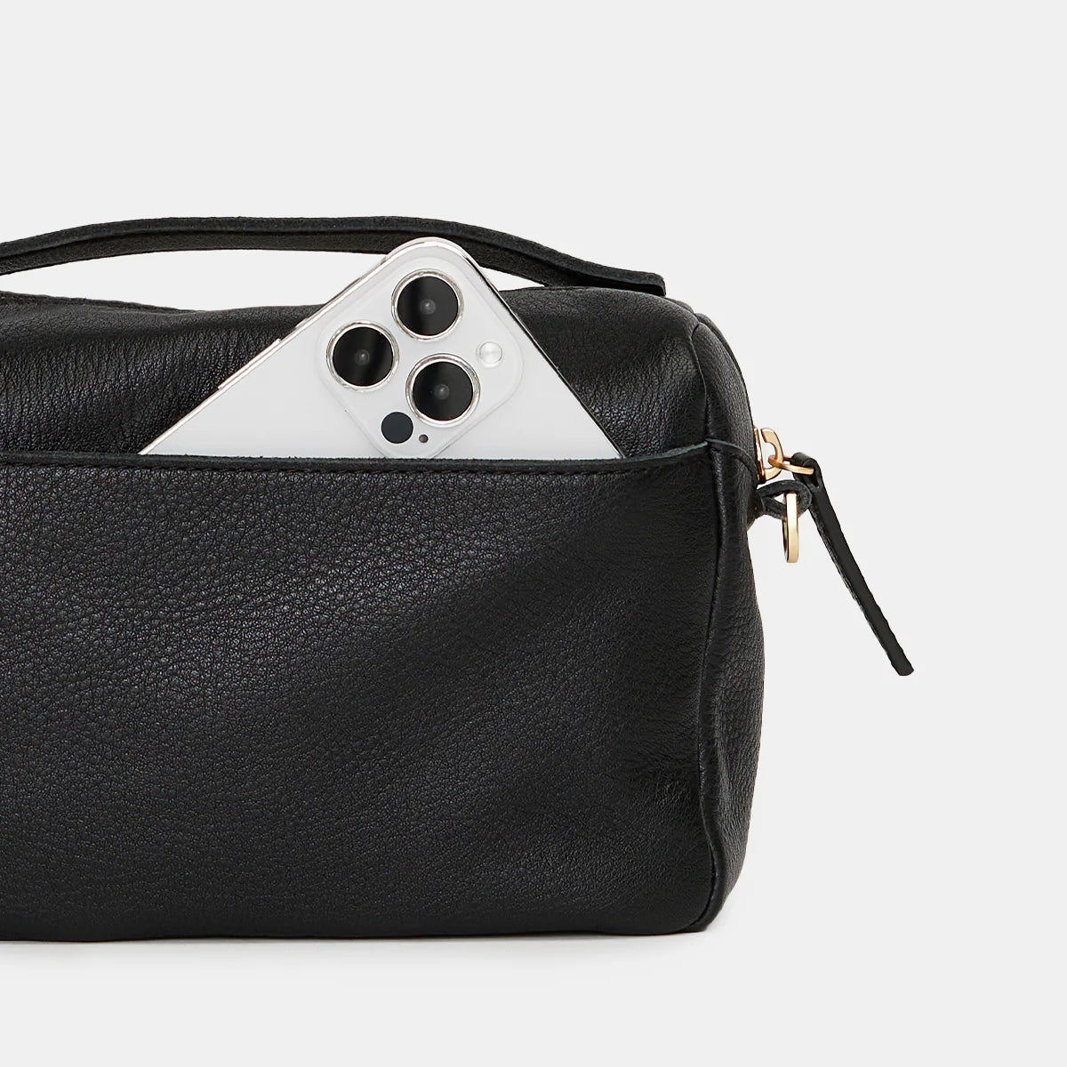 EVAN CROSSBODY SML - BLACK-BRUSHED GOLD-RED ZIP