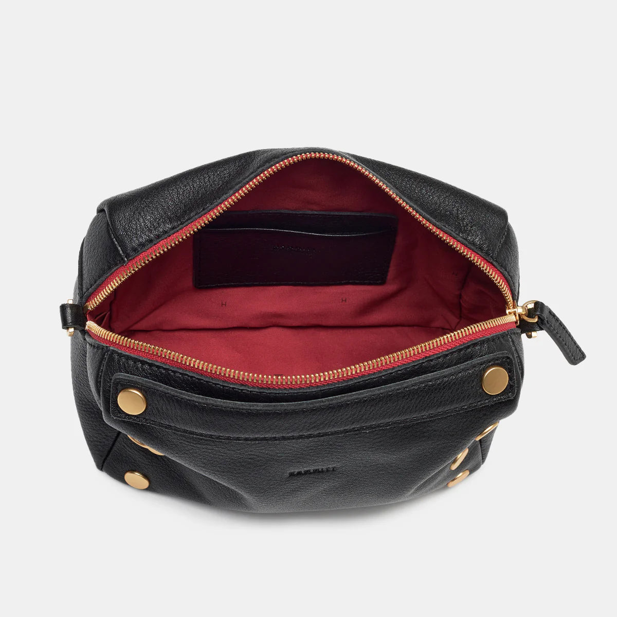 EVAN CROSSBODY SML - BLACK-BRUSHED GOLD-RED ZIP