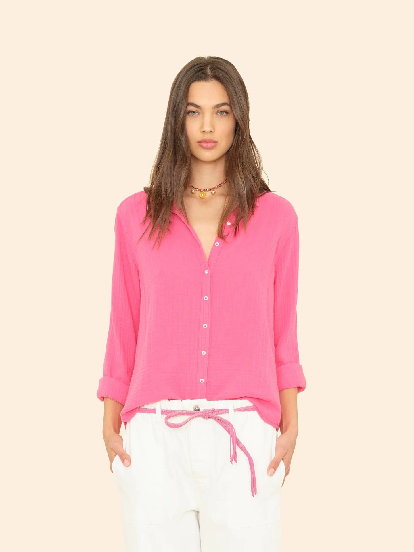 XIRENA SCOUT SHIRT - HOT PINK