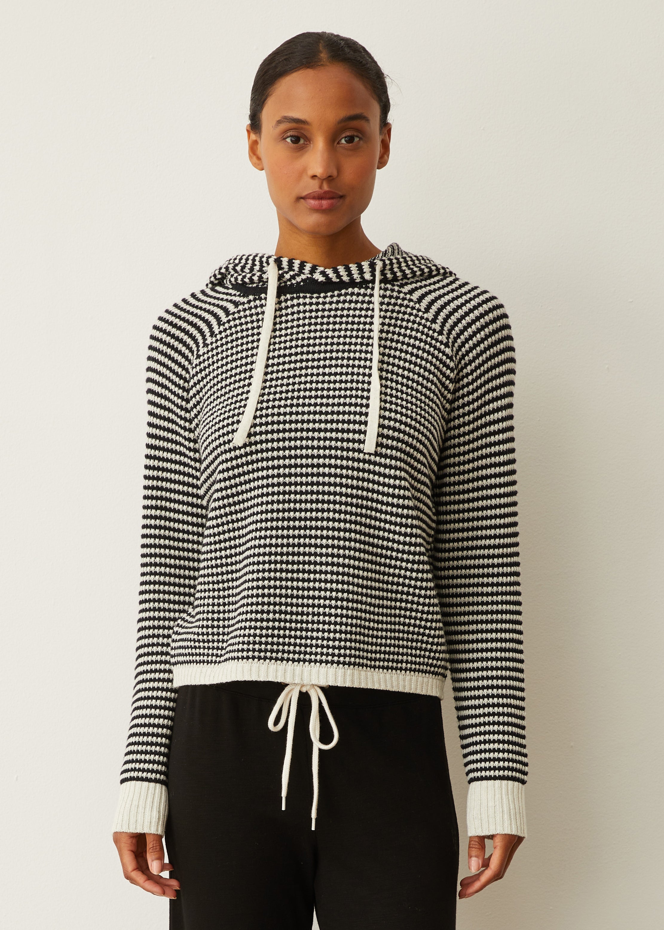 MONROW Cotton Cashmere Stripe Lounge Hoody