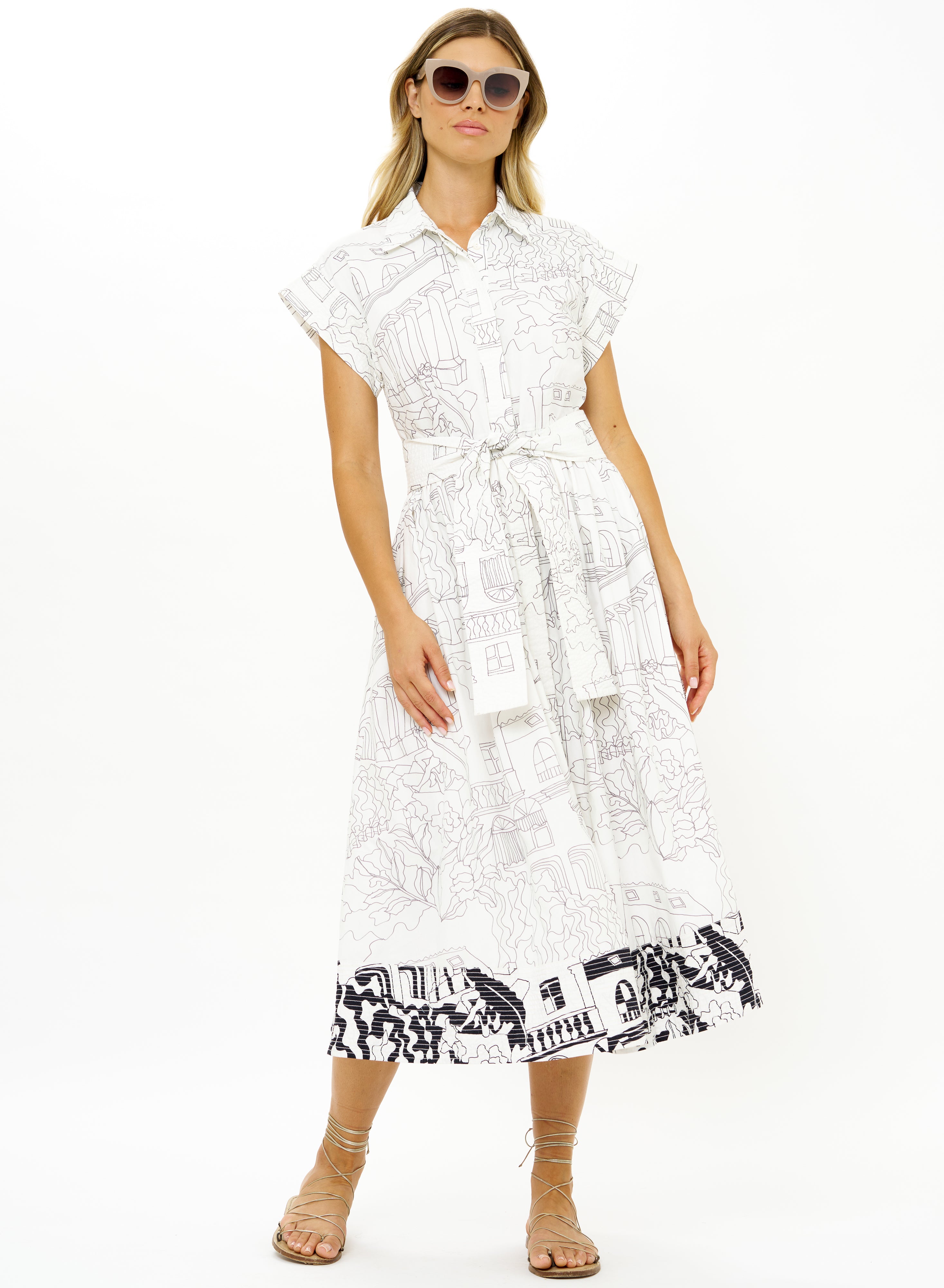 OLIPHANT BELTED SHIRT DRESS ROMA WHITE