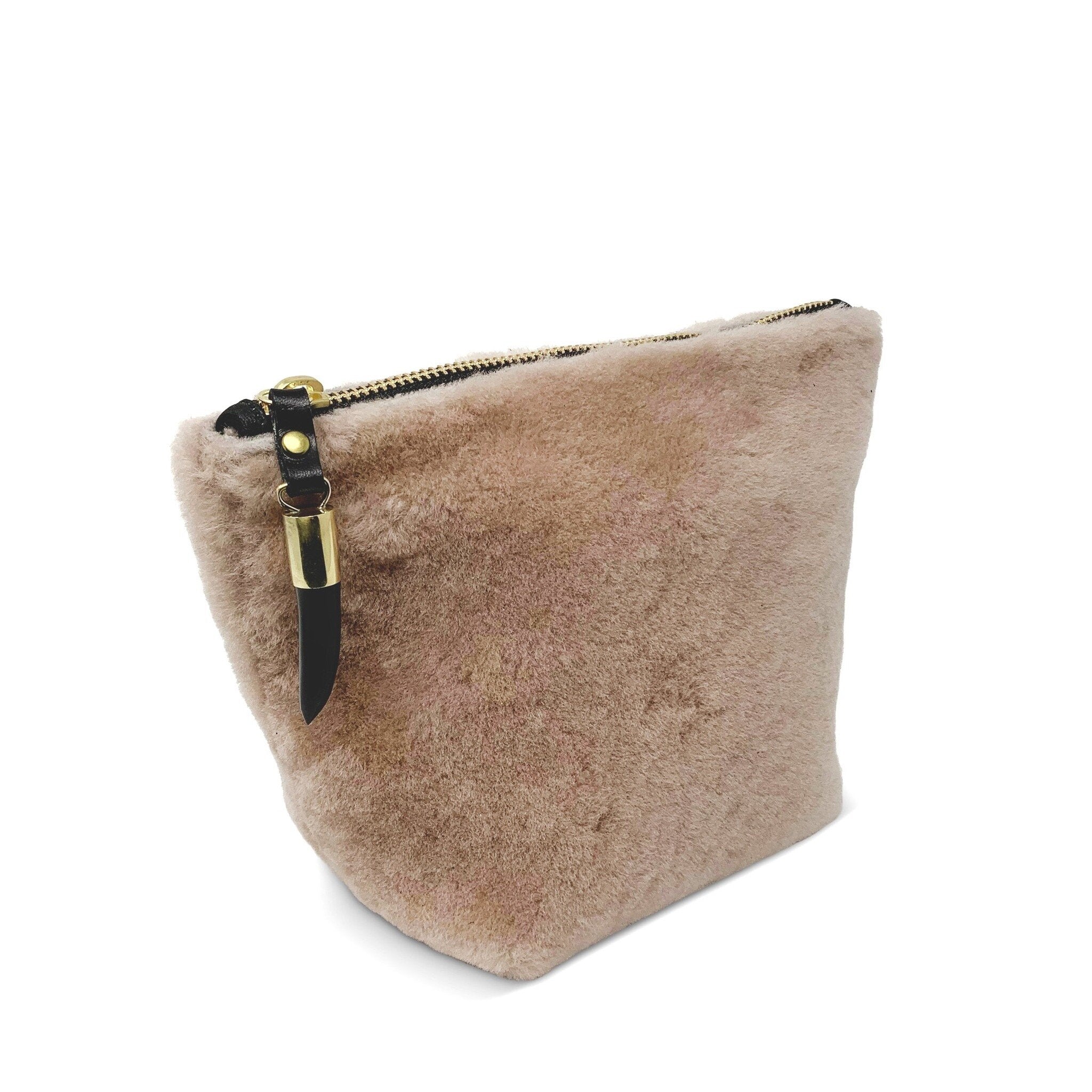 SHEARLING MAKEUP BAG - BLUSH