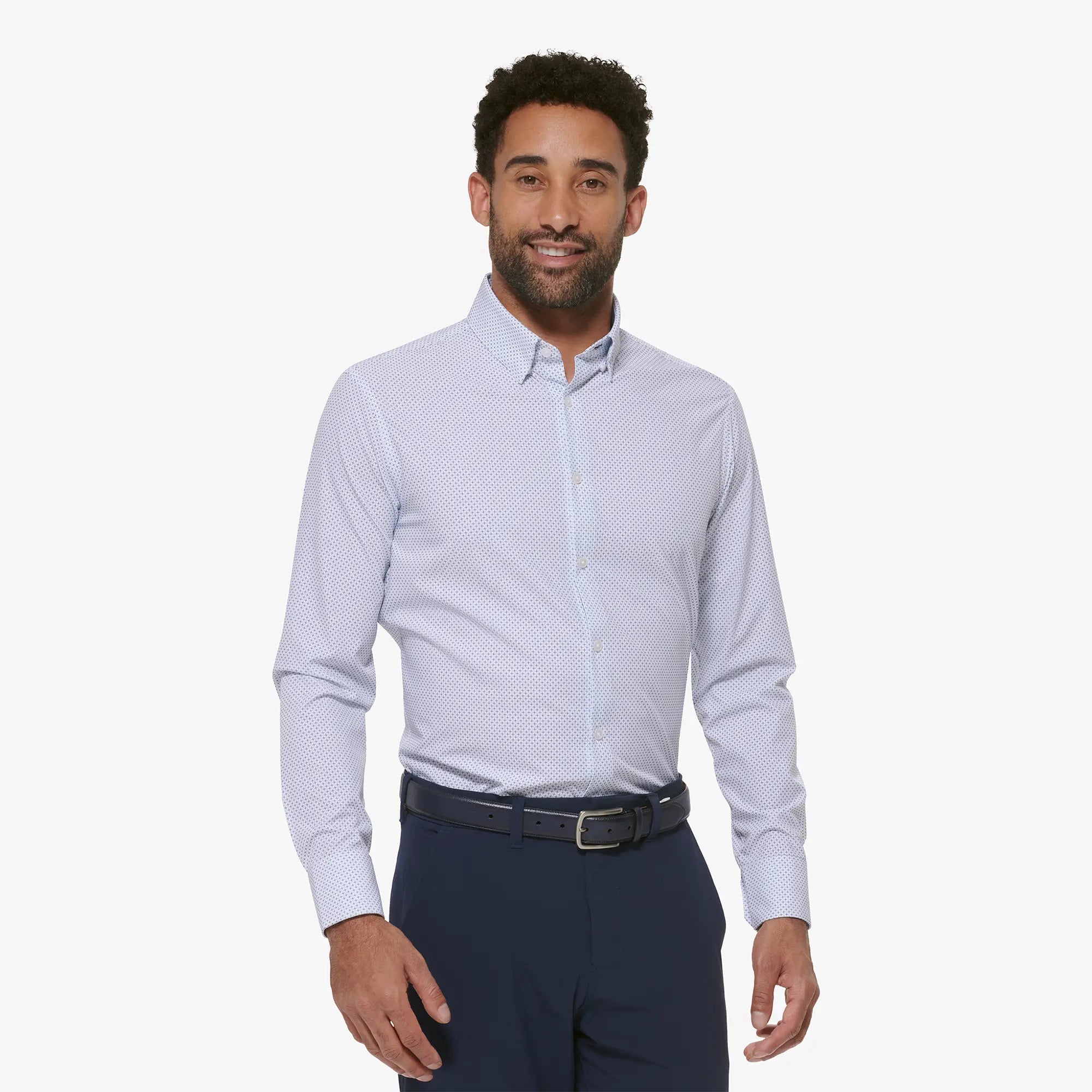 MIZZEN + MAIN LEEWARD DRESS SHIRT - WHITE PLUS PRINT