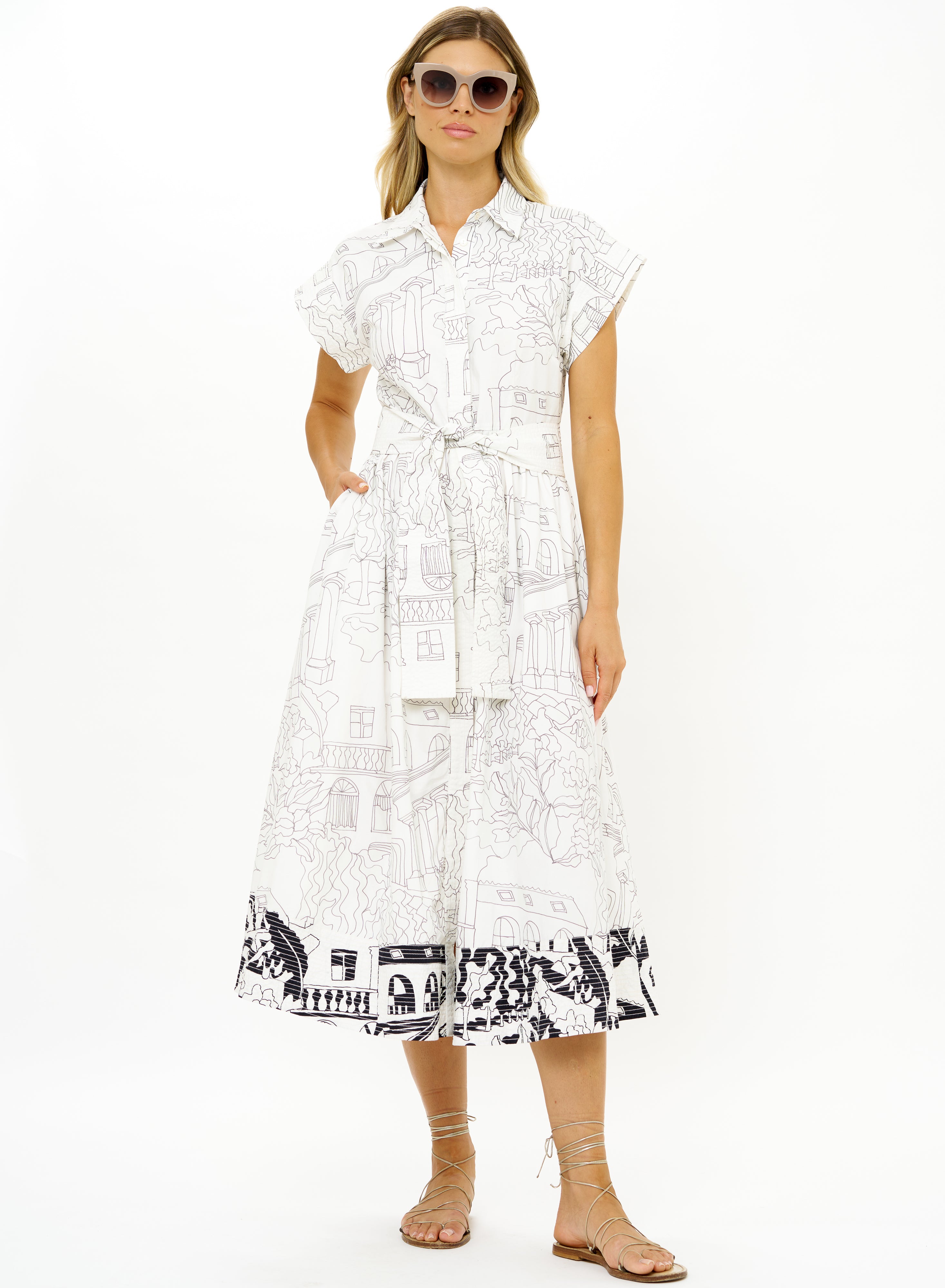 OLIPHANT BELTED SHIRT DRESS ROMA WHITE