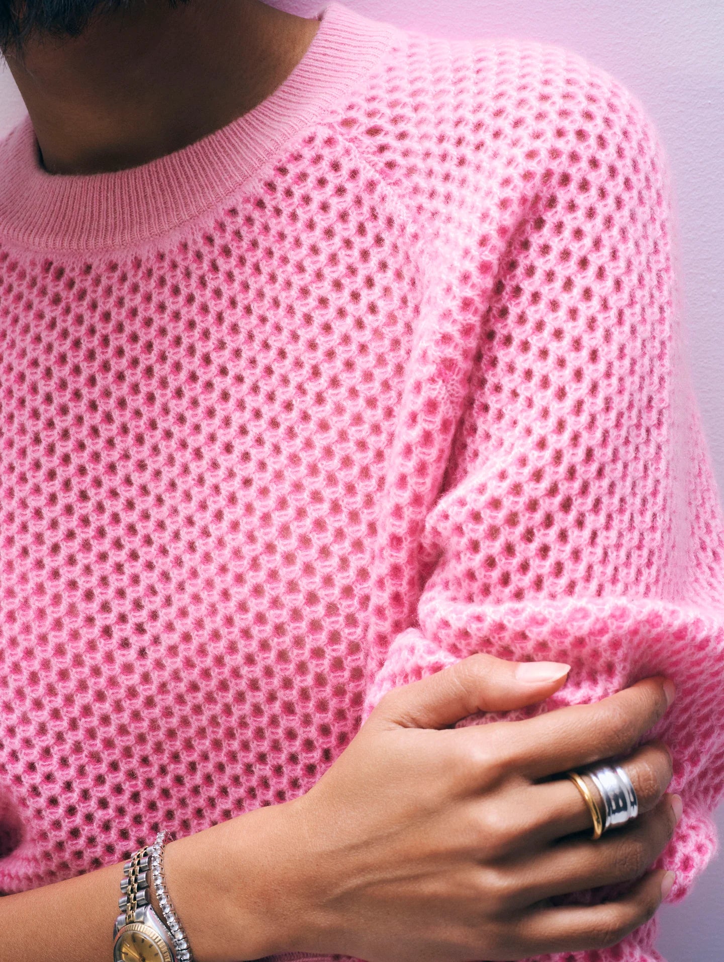 CASHMERE MESH SWEATSHIRT