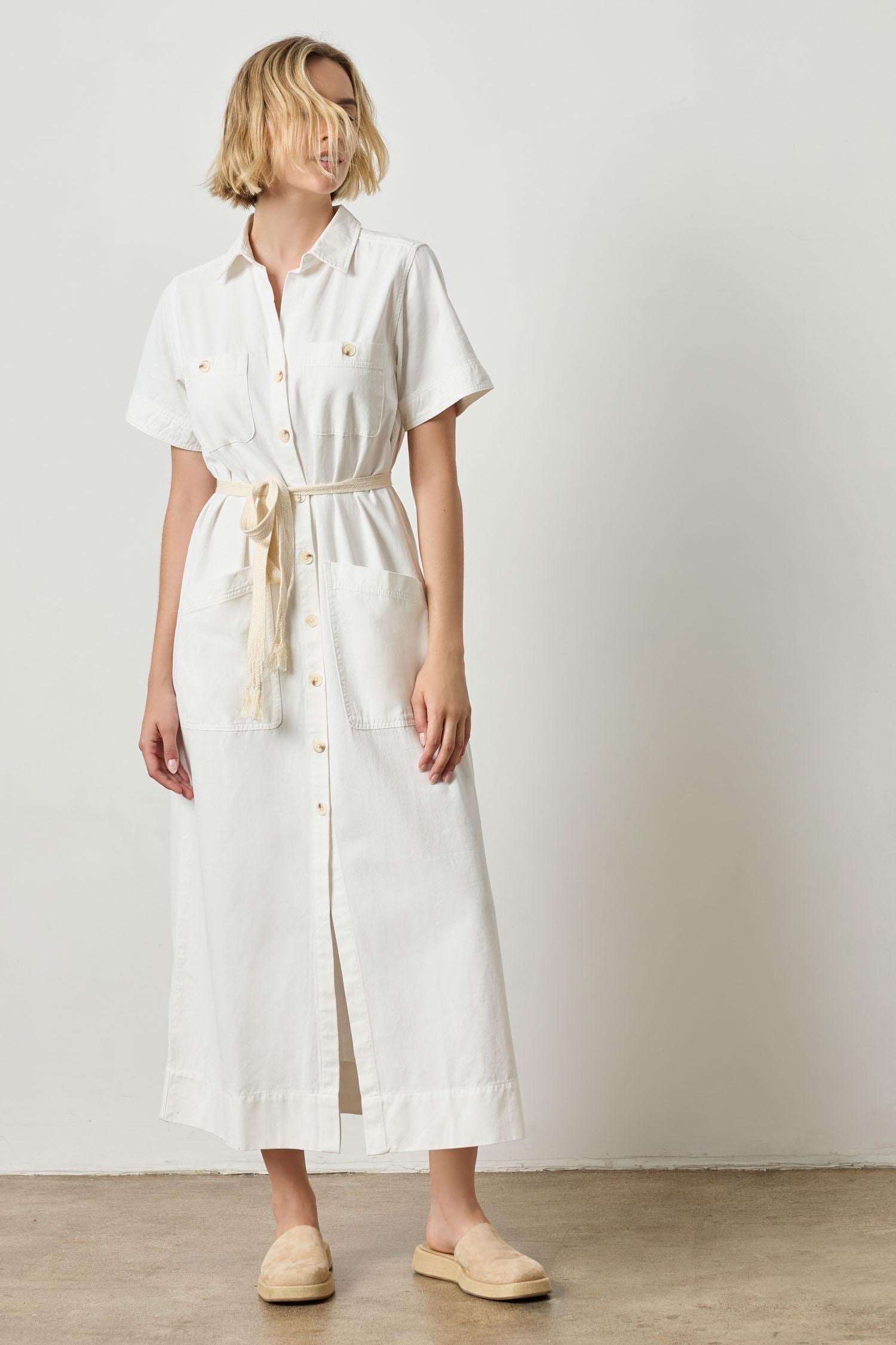 LILLA P SHORT SLEEVE MAXI SHIRT DRESS