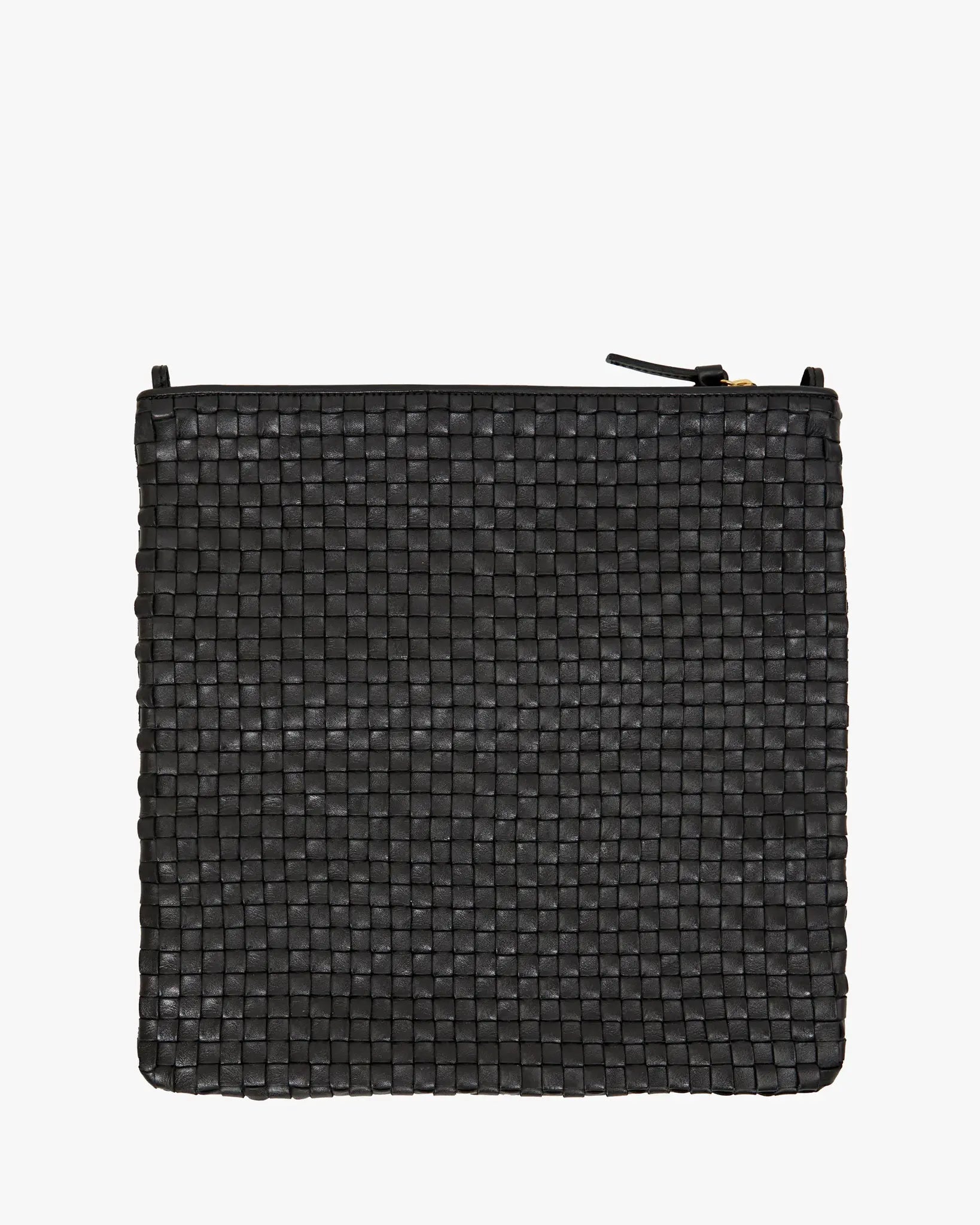 FOLDOVER CLUTCH W/ TABS - BLACK WOVEN CHECKER