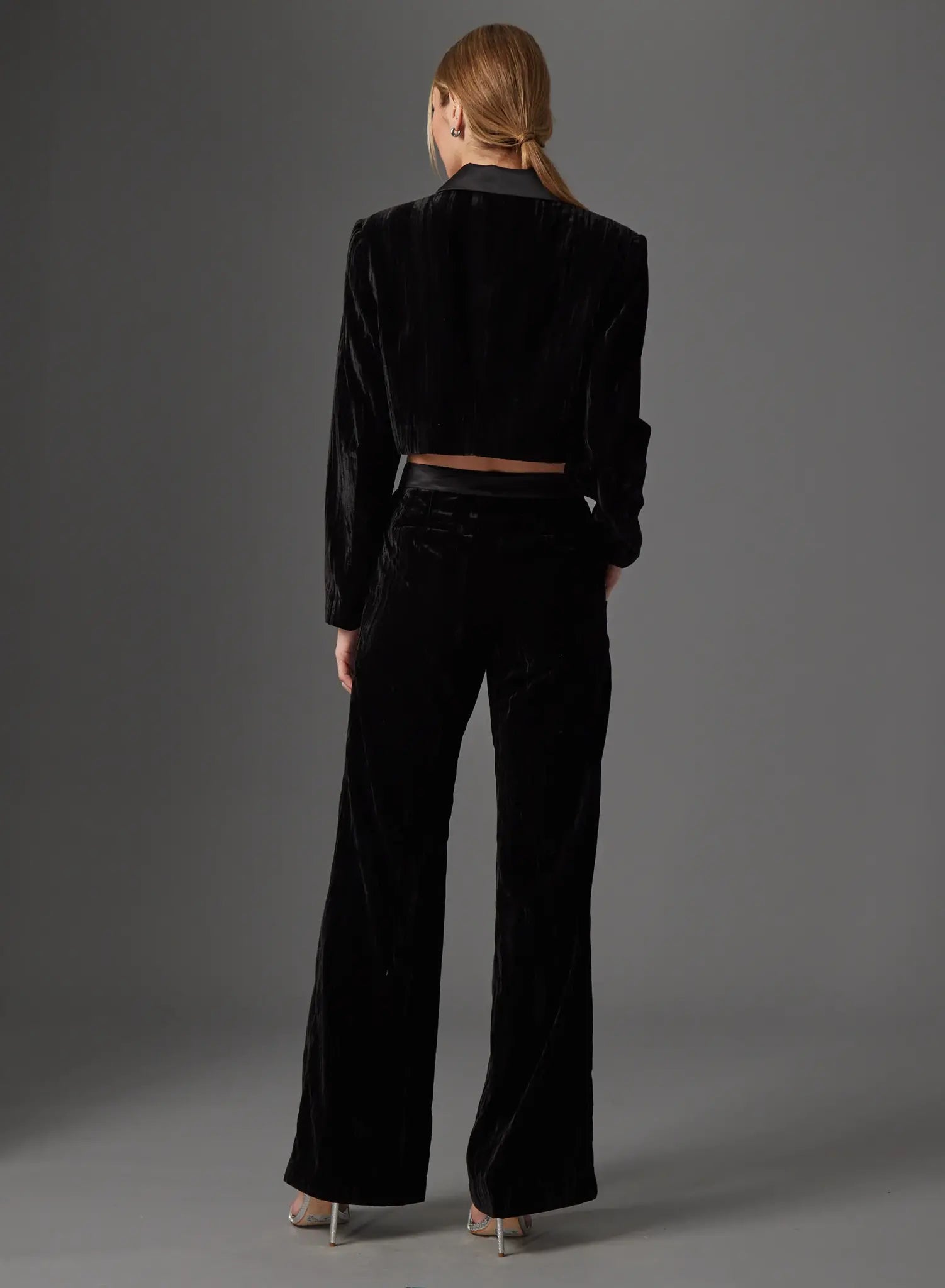 BRIELLE PANT - BLACK CRINKLED VELVET