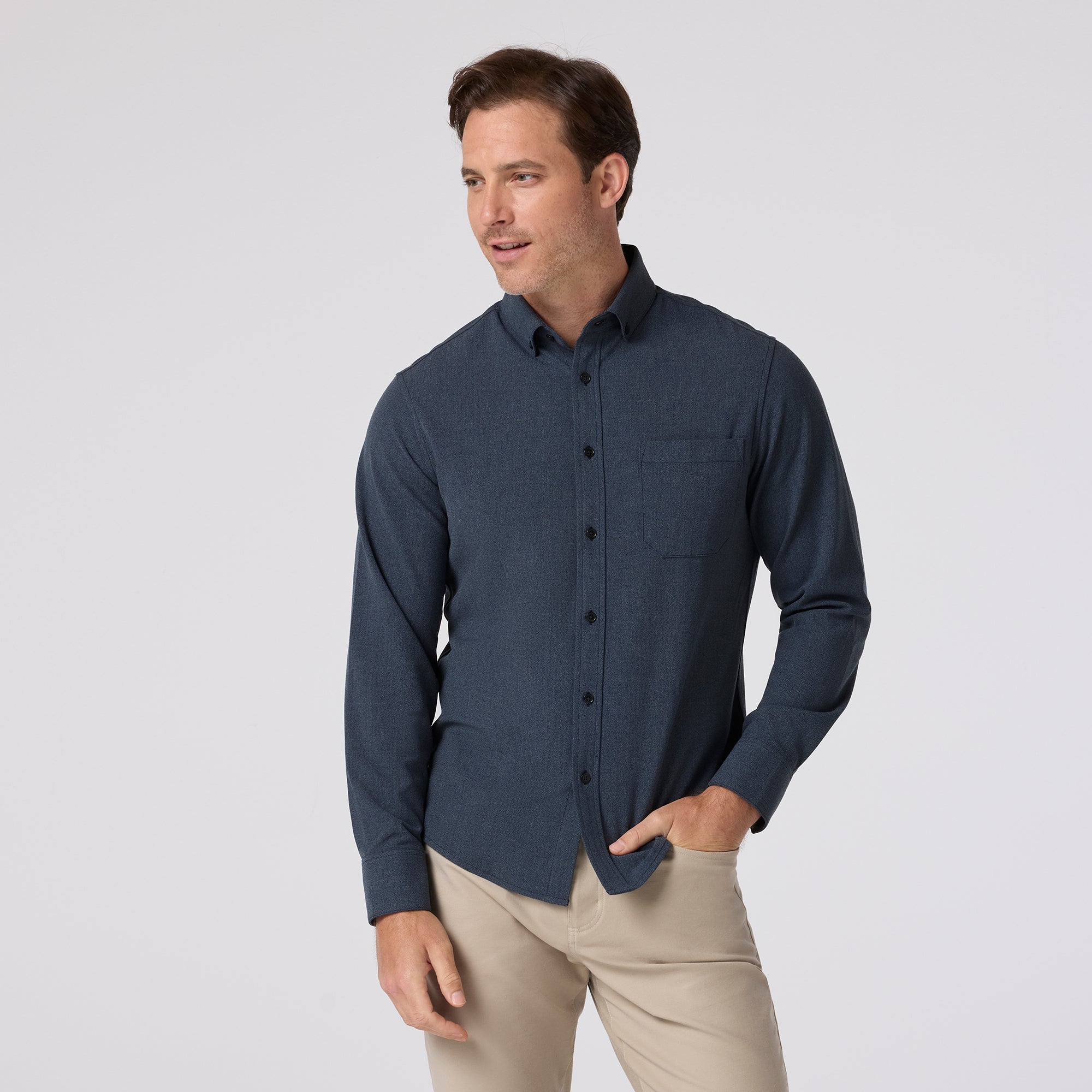 CITY FLANNEL - NAVY HEATHER