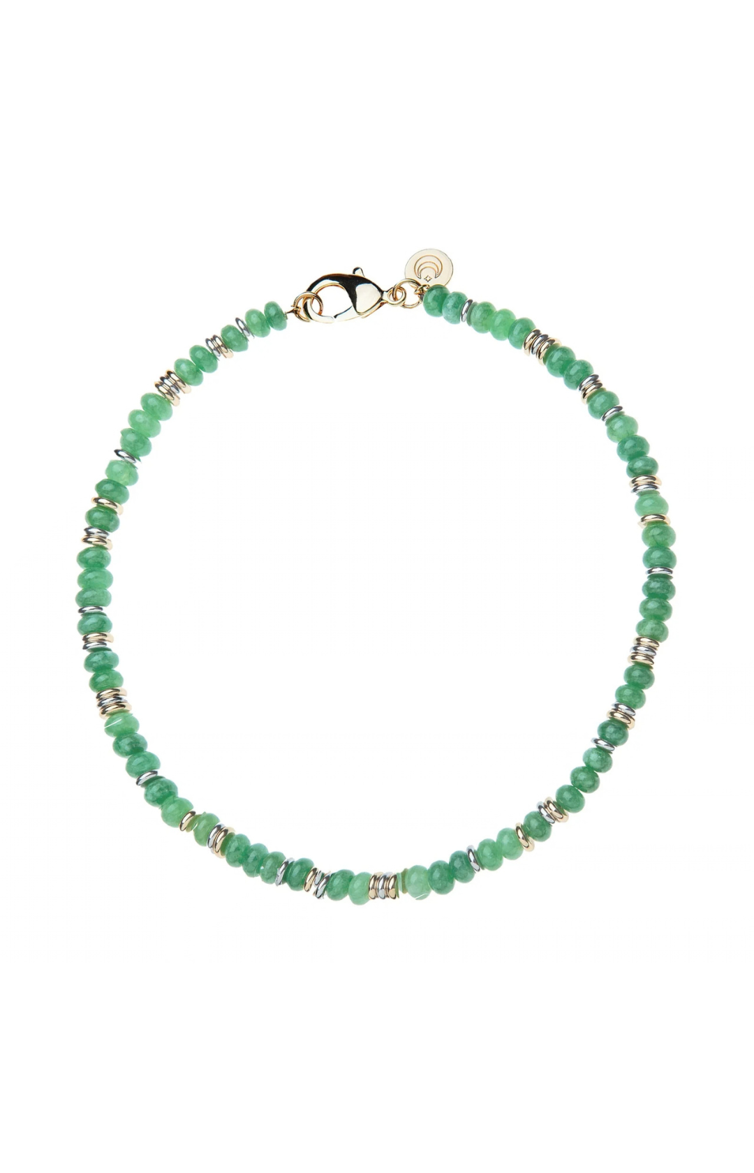 GUMDROP BEADED NECKLACE - GREEN JADE GILVER