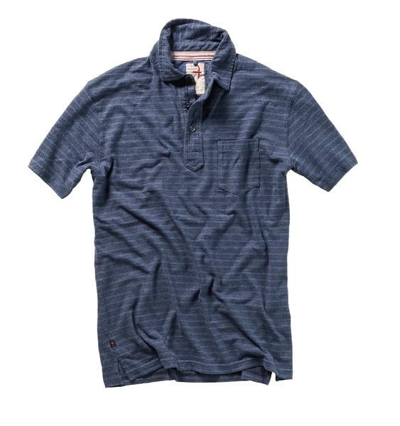 HEMP STRIPE POLO - BLUE/BLACK