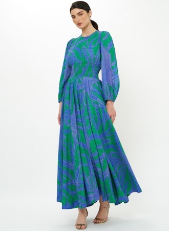 CREW SMOCK WAIST MAXI - THISTLE