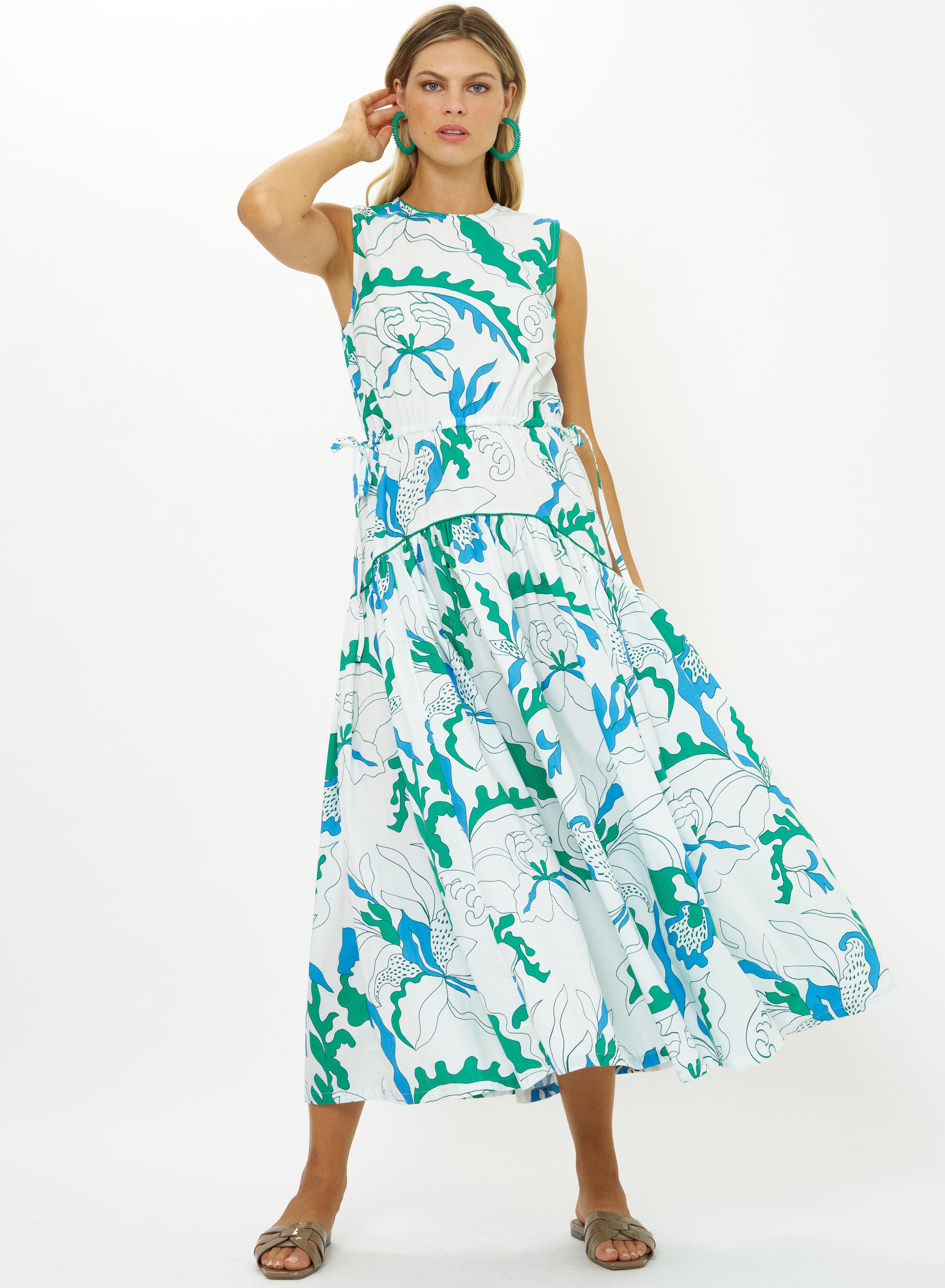 SLEEVELESS PIPED MAXI - ORCHID GREEN