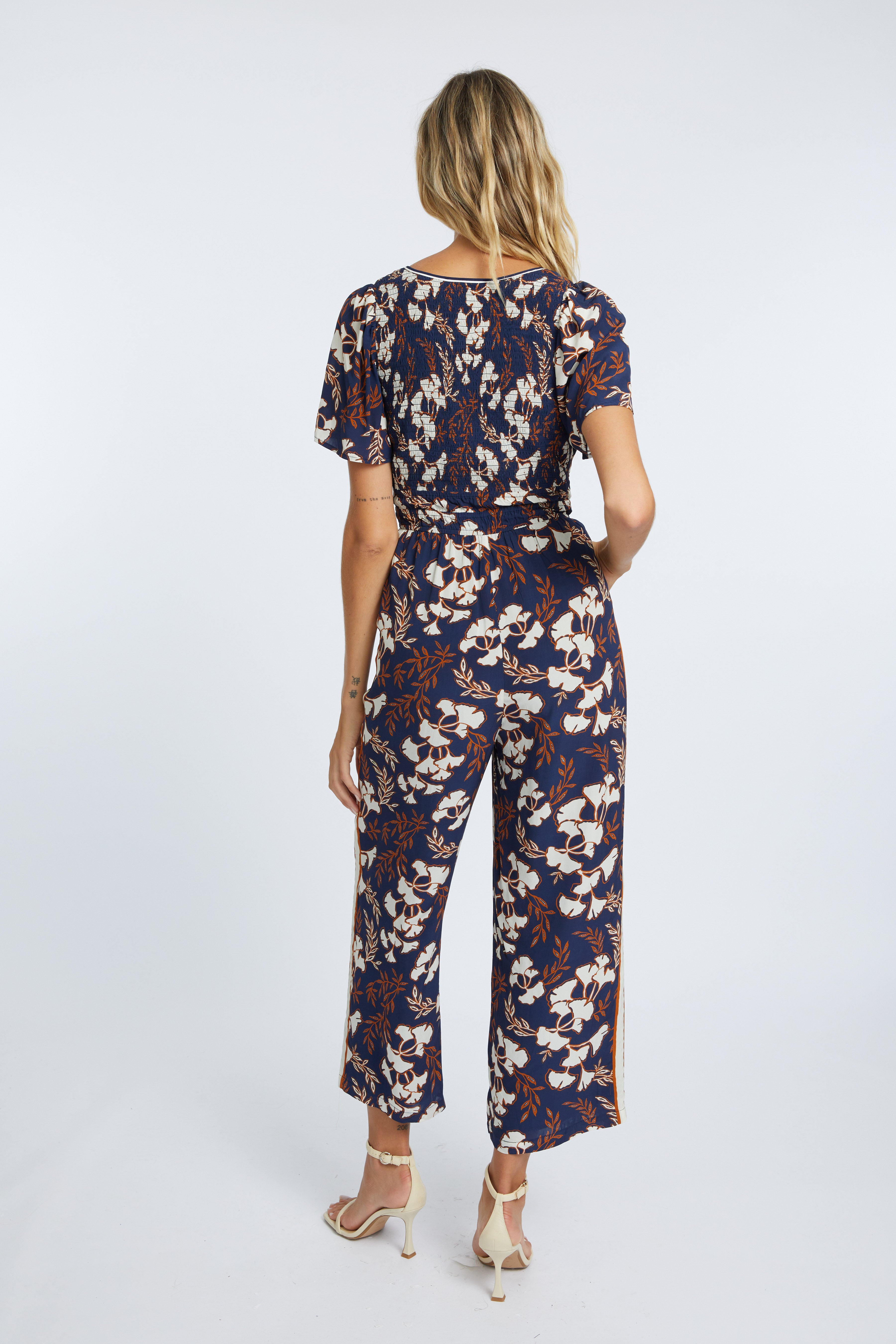 caballero CHARLIZE GINKO BLOCK PRINT JUMPSUIT