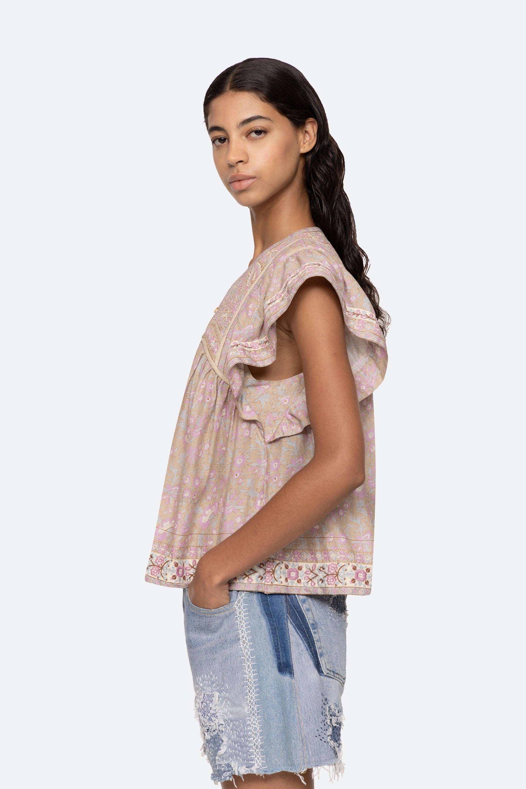 Sea NY Gisela Print Flutter Sleeve Top