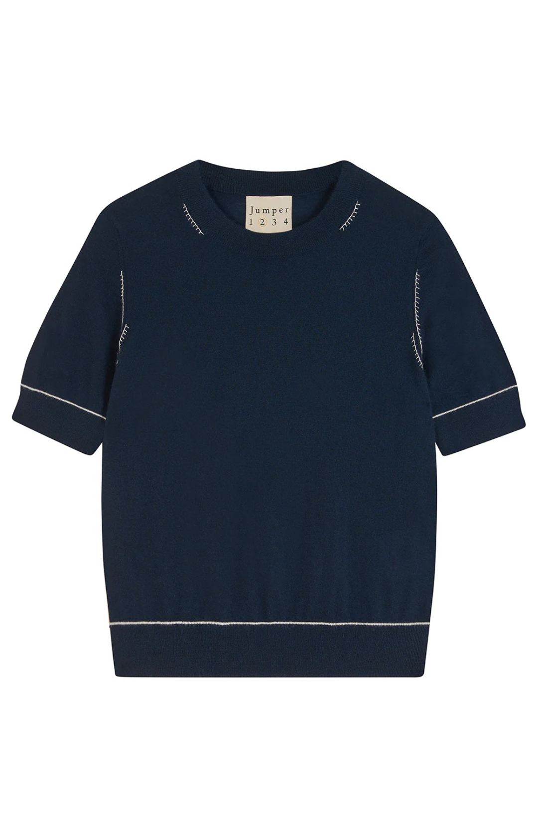 CASHMERE CONTRAST STITCH T-SHIRT