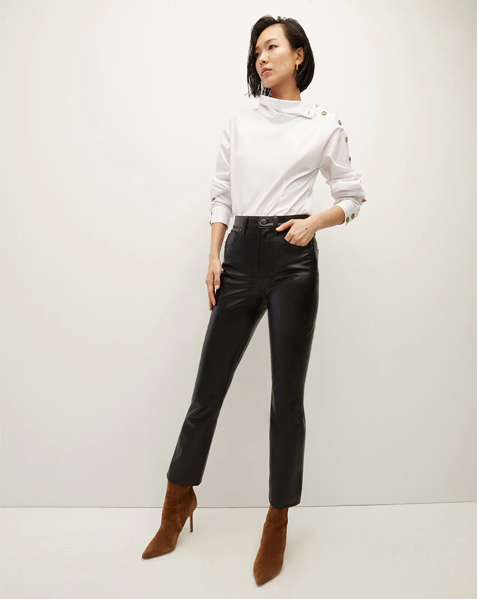 CARLY VEGAN LEATHER KICK FLARE PANT