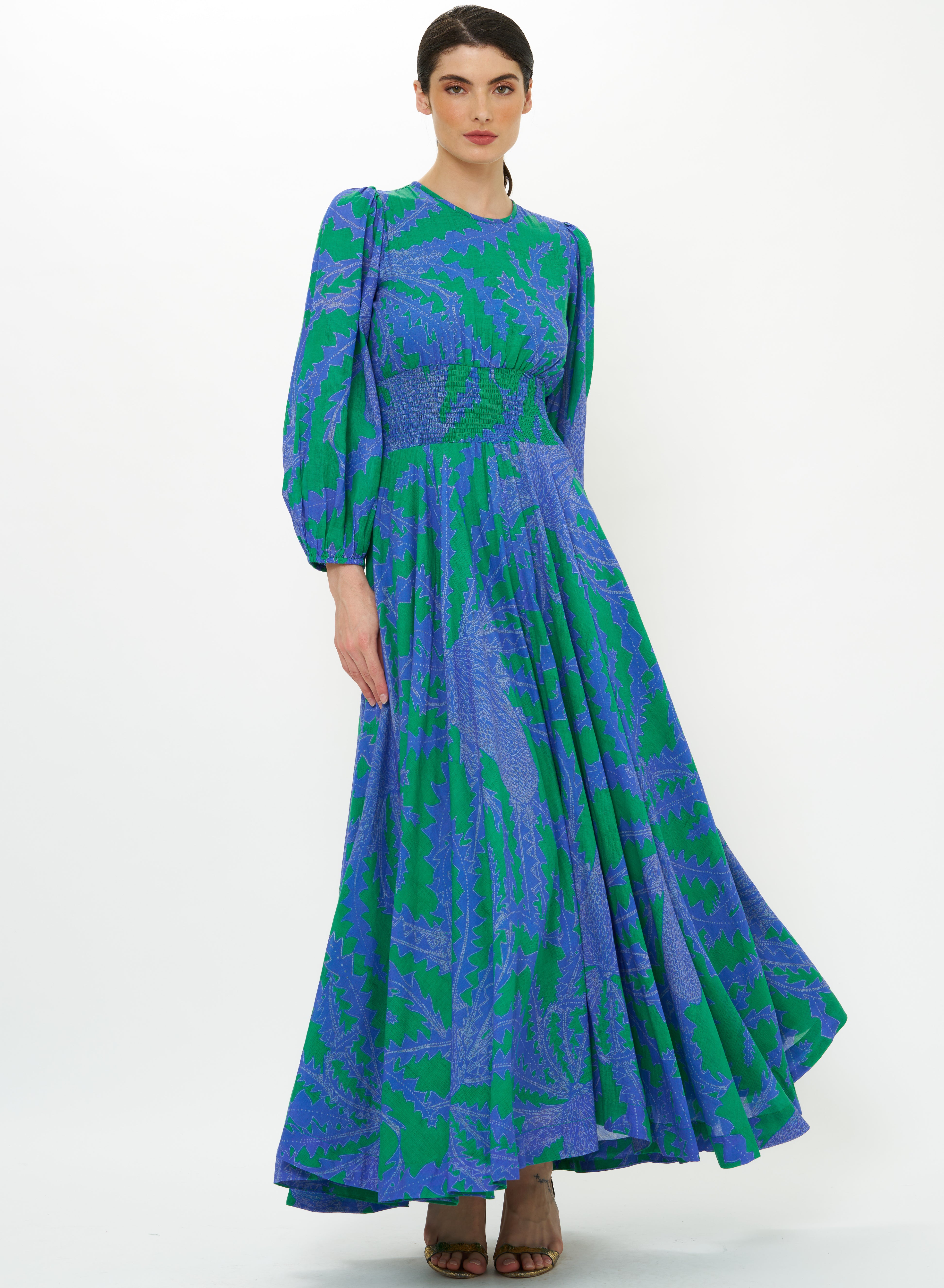 CREW SMOCK WAIST MAXI - THISTLE