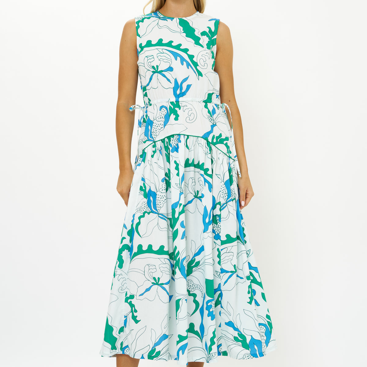 orchid green sleeveless piped maxi dress snow Zapaka Women Dusty Green line silhouette with an Color:Mixed Metal