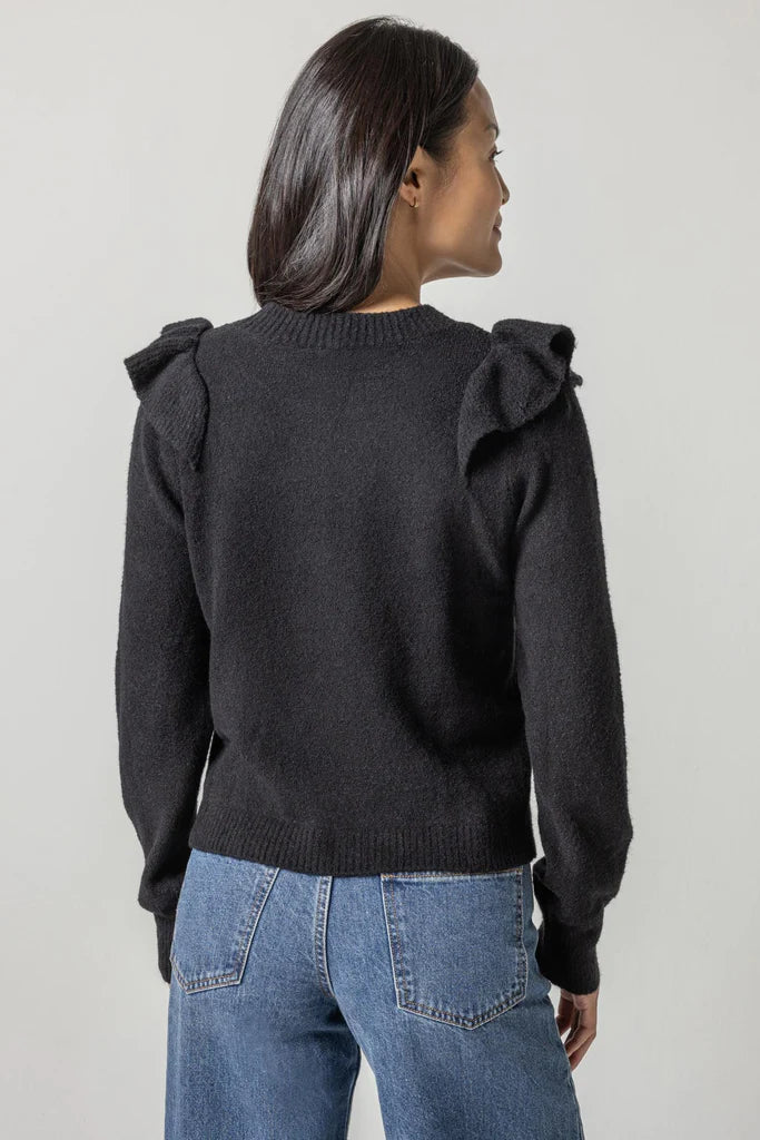 EASY RUFFLE CREWNECK SWEATER