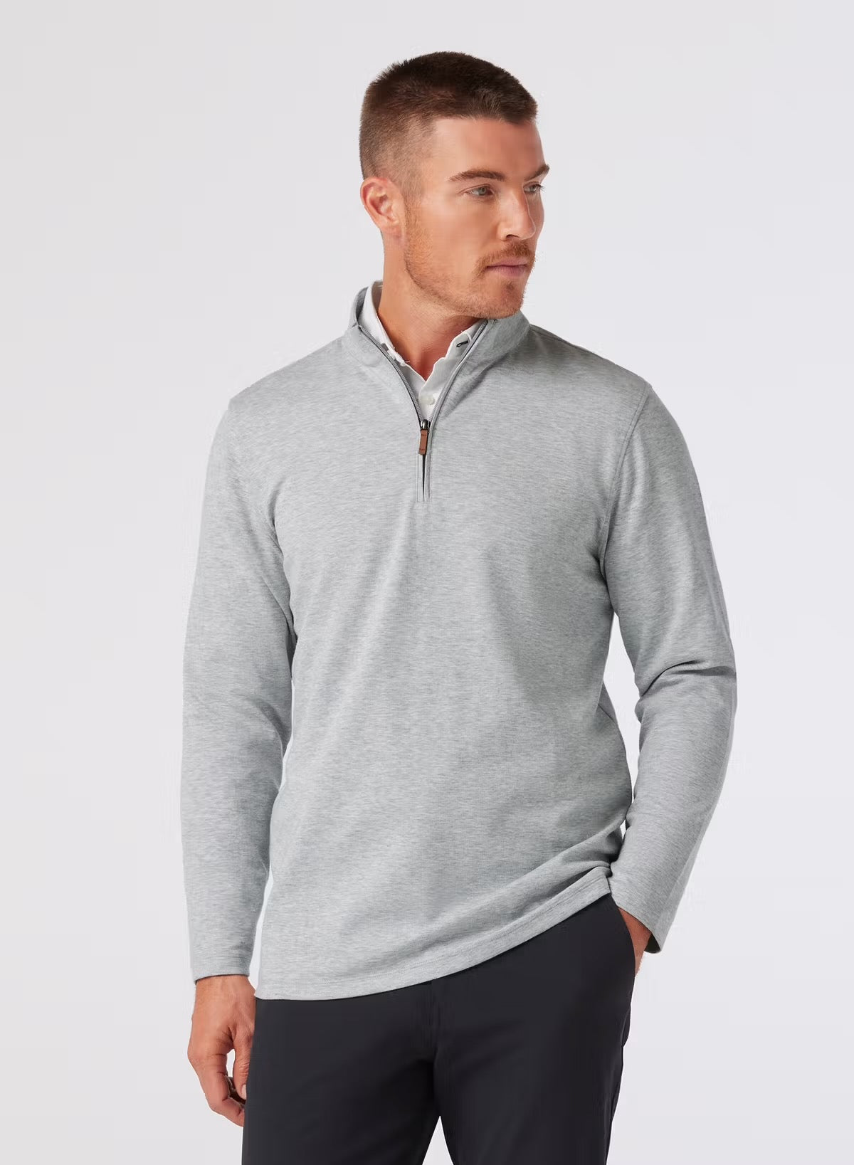 MIZZEN + MAIN KPI QUARTER ZIP - COOL GRAY HEATHER