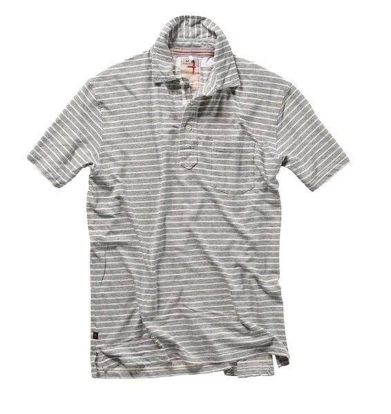 HEMP STRIPE POLO - WHITE/BLUE