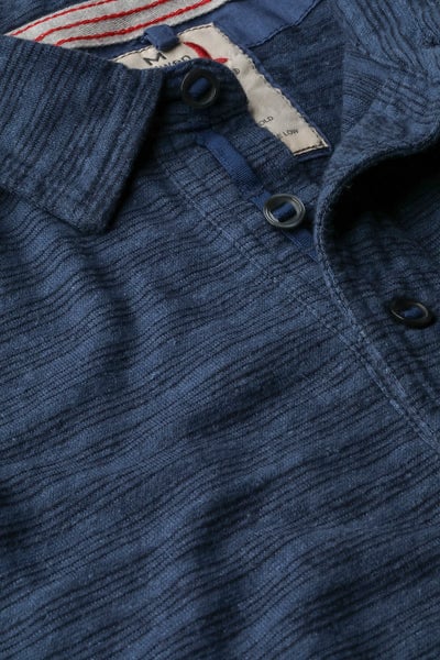 HEMP STRIPE POLO - BLUE/BLACK