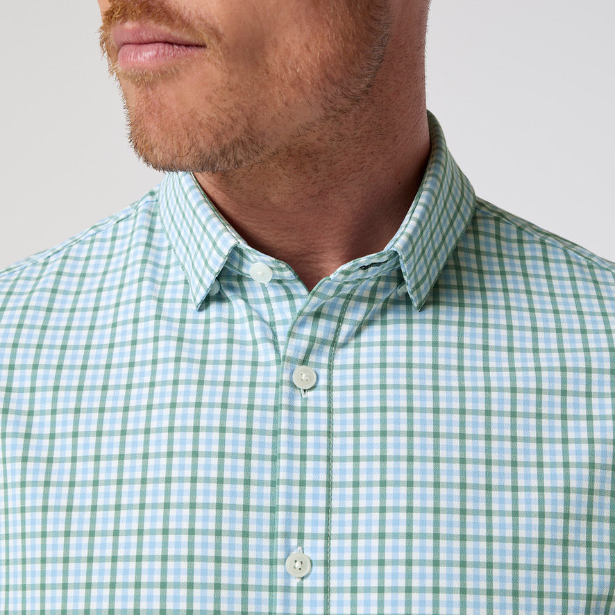 mizzen + main LEEWARD NO TUCK LIGHT BLUE OAKLAWN PLAID