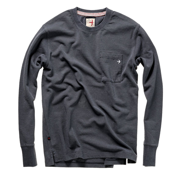 RELWEN PIQUE LONG SLEEVE POCKET CREW