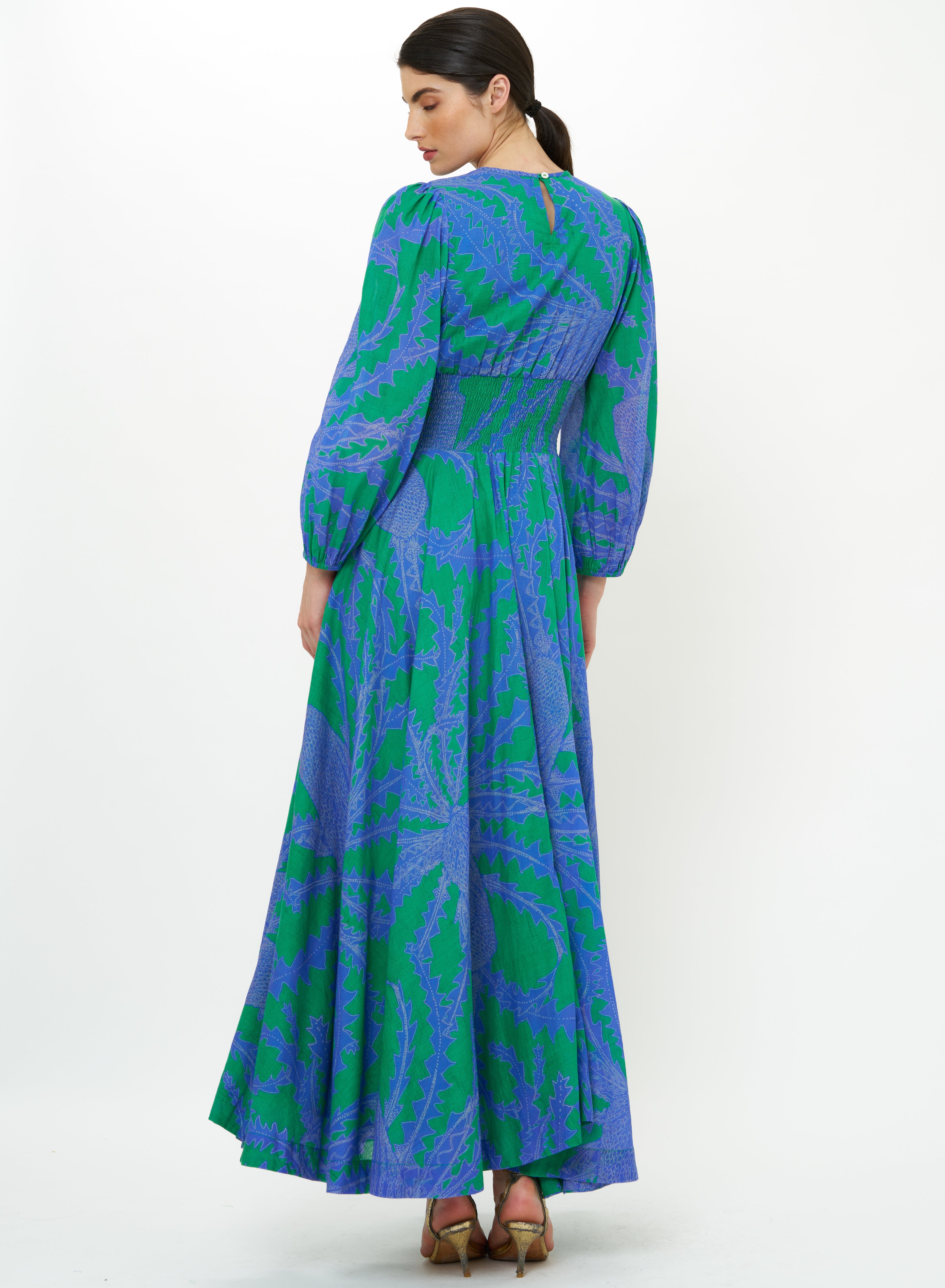 CREW SMOCK WAIST MAXI - THISTLE