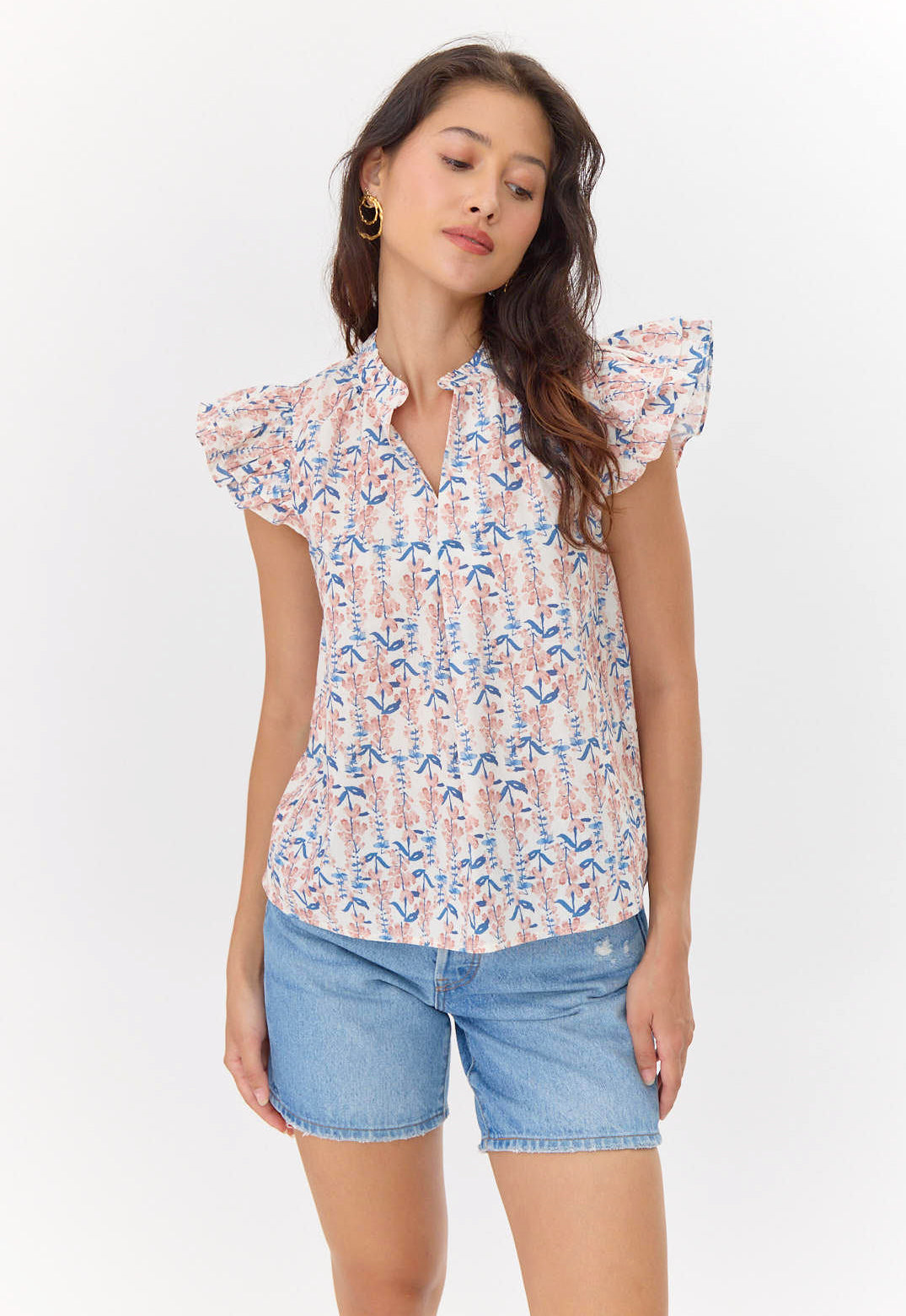 GREYLIN HADLEY FLUTTER SLEEVE TOP