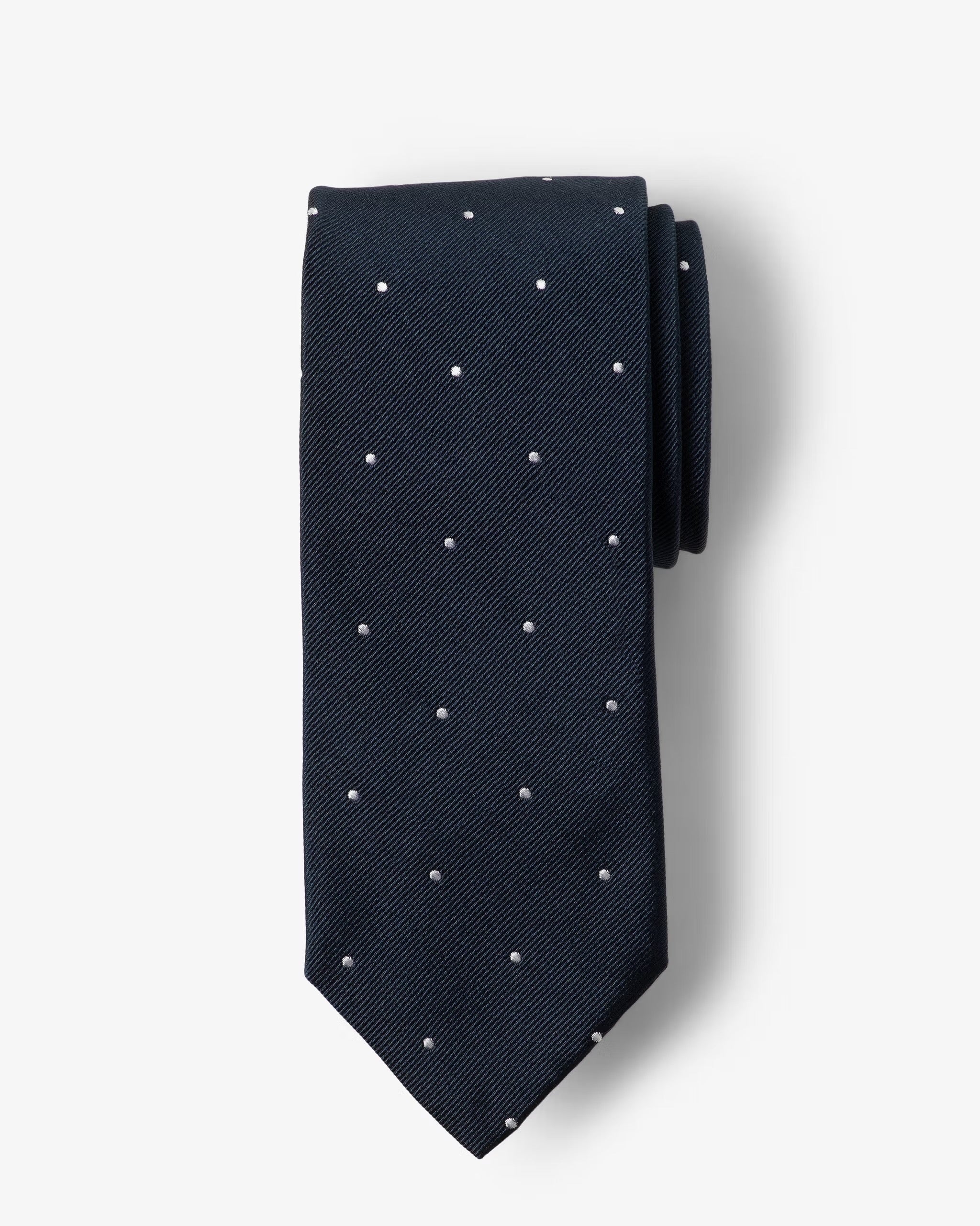 SILK TIE - NAVY DOT