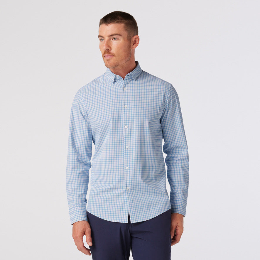 mizzen + main LEEWARD NO TUCK LIGHT BLUE ADAM PLAID