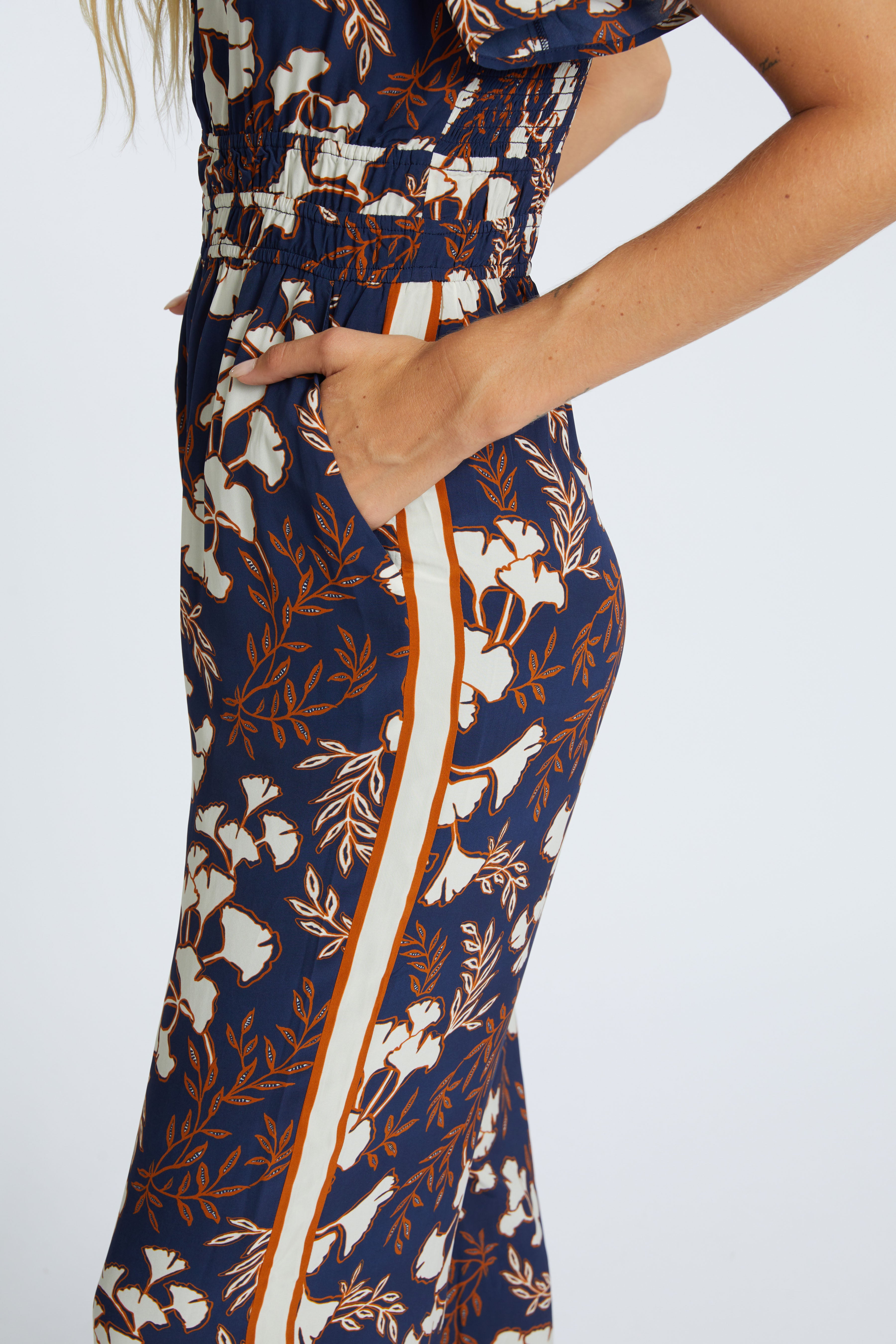 caballero CHARLIZE GINKO BLOCK PRINT JUMPSUIT