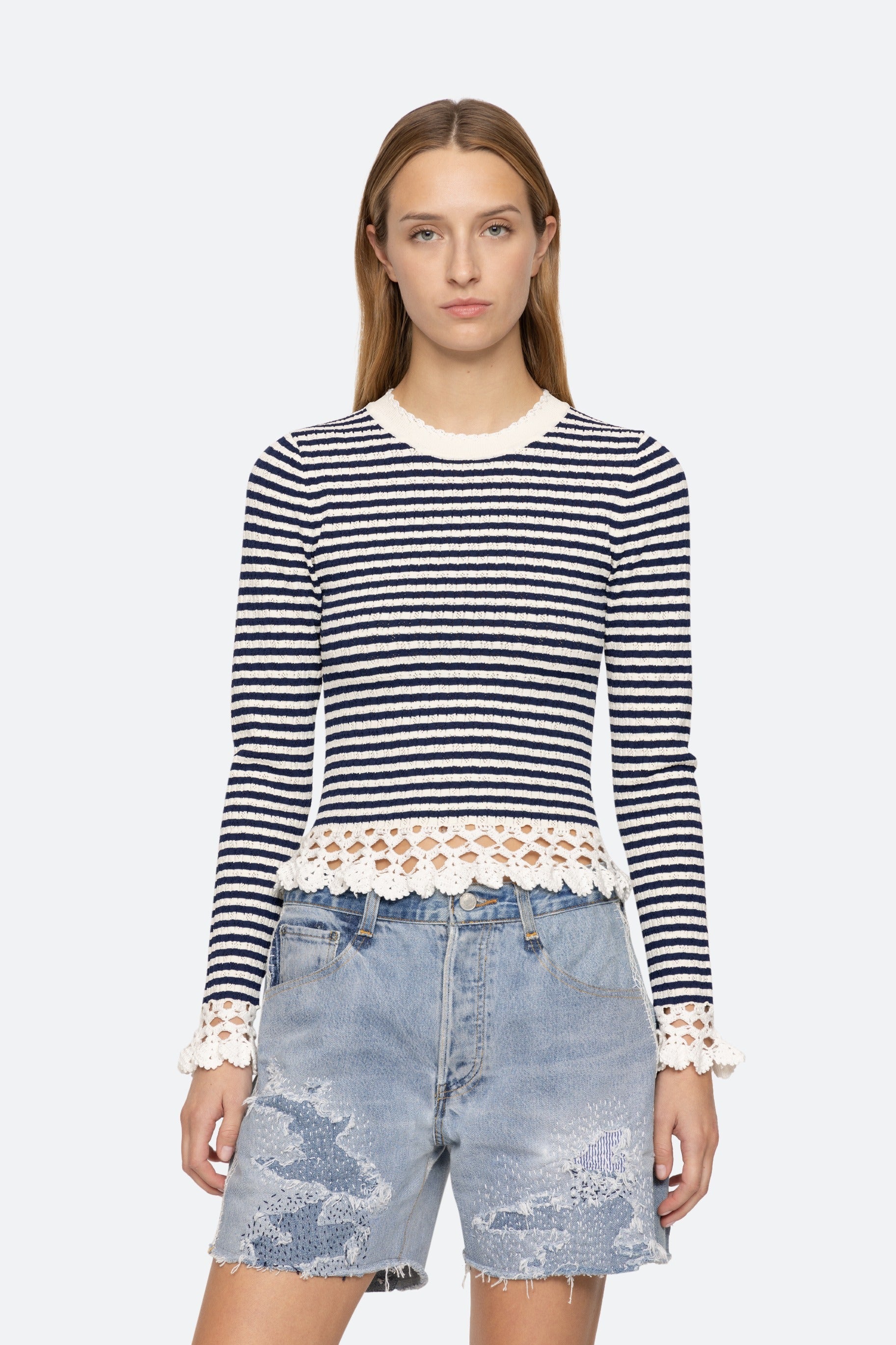 Sea NY Addy Striped Knit long Sleeve Tee