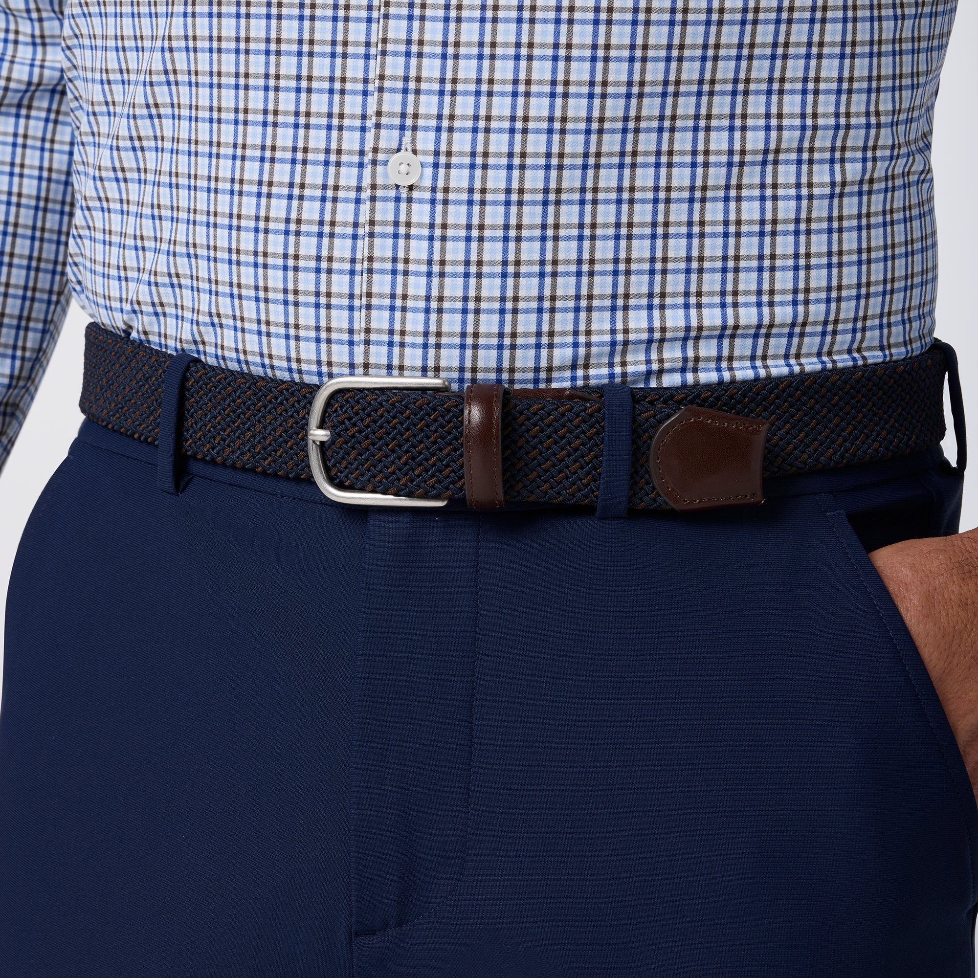BRAIDED BELT NAVY/DK BROWN