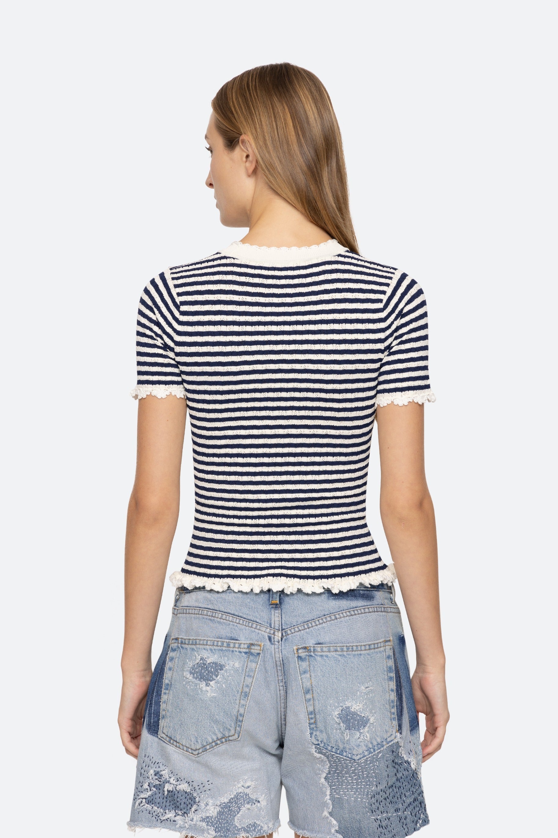 Sea NY Addy Striped Knit Short Sleeve Tee