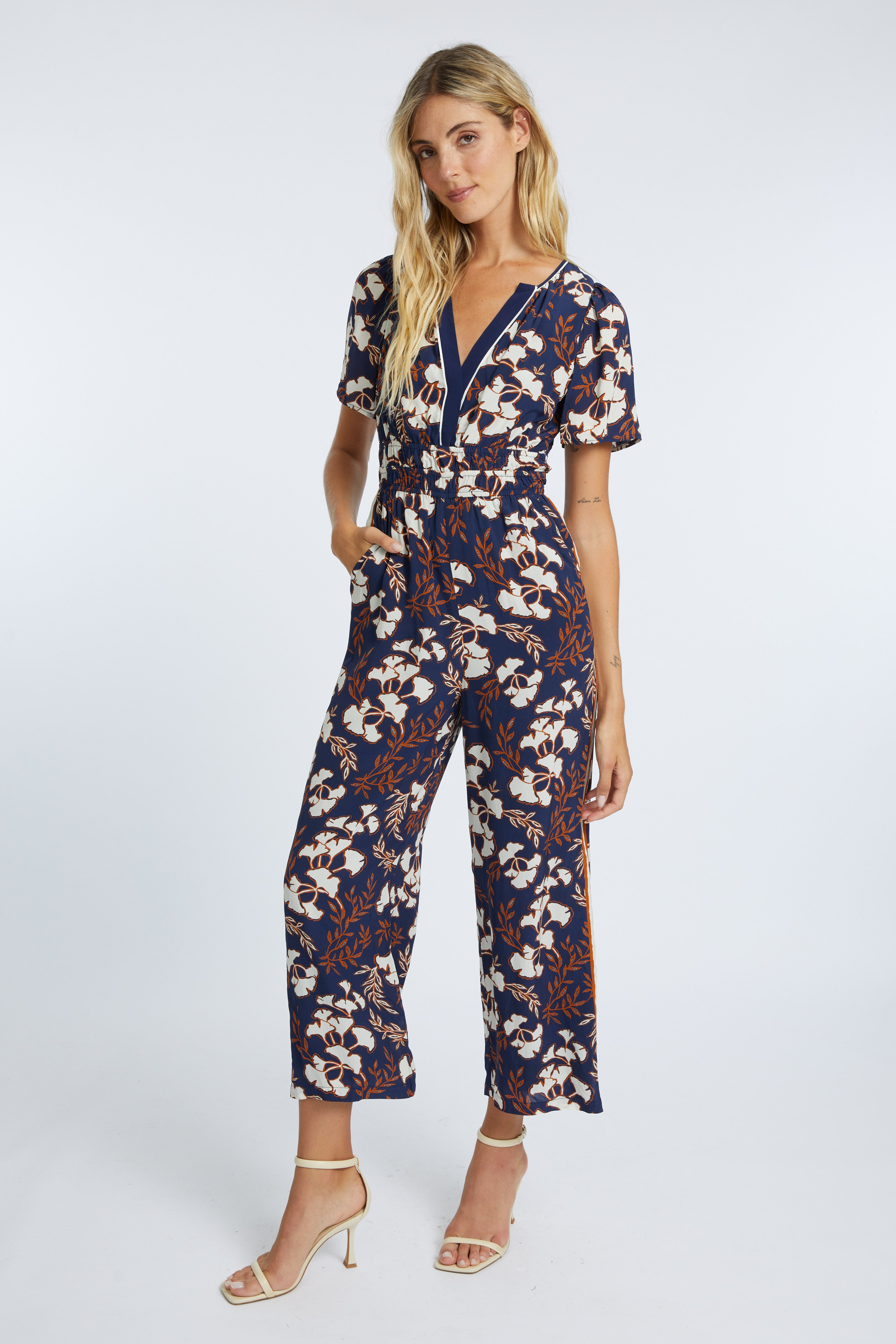 caballero CHARLIZE GINKO BLOCK PRINT JUMPSUIT